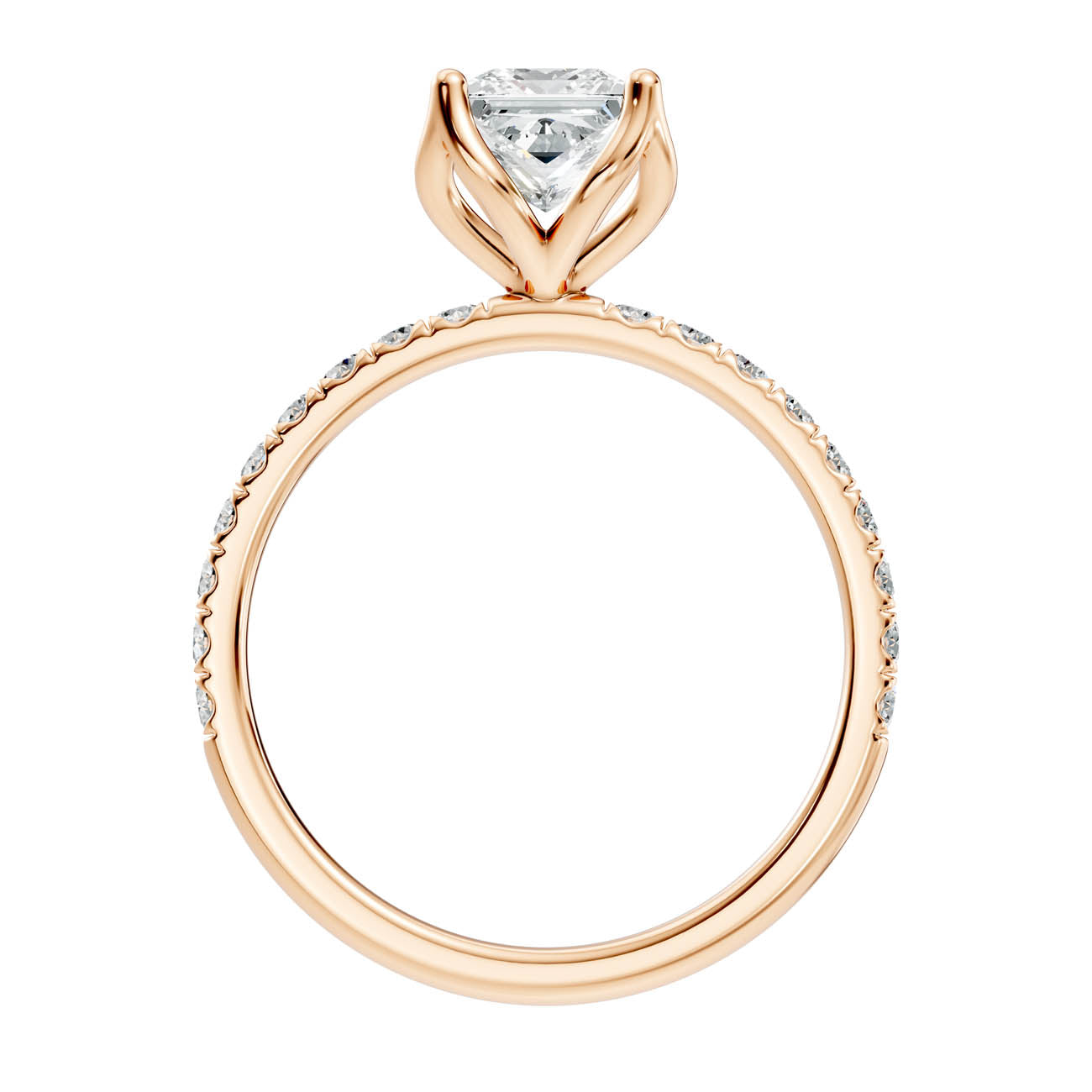 .50-1.50 Ct. Princess Cut Diamond Engagement Ring with Pavé Band and Four-Prong Setting (ja14-b) 5