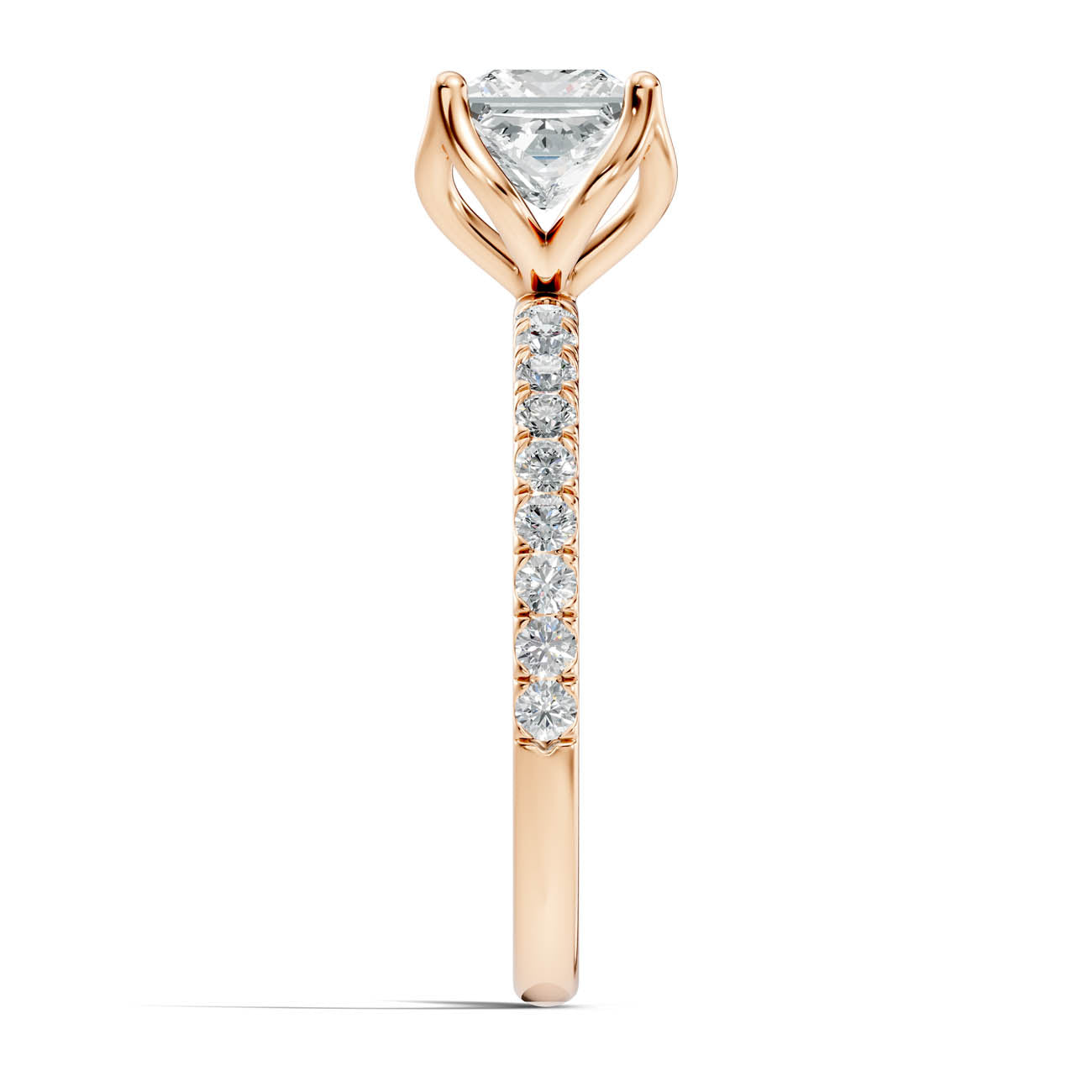 .50-1.50 Ct. Princess Cut Diamond Engagement Ring with Pavé Band and Four-Prong Setting (ja14-b) 8