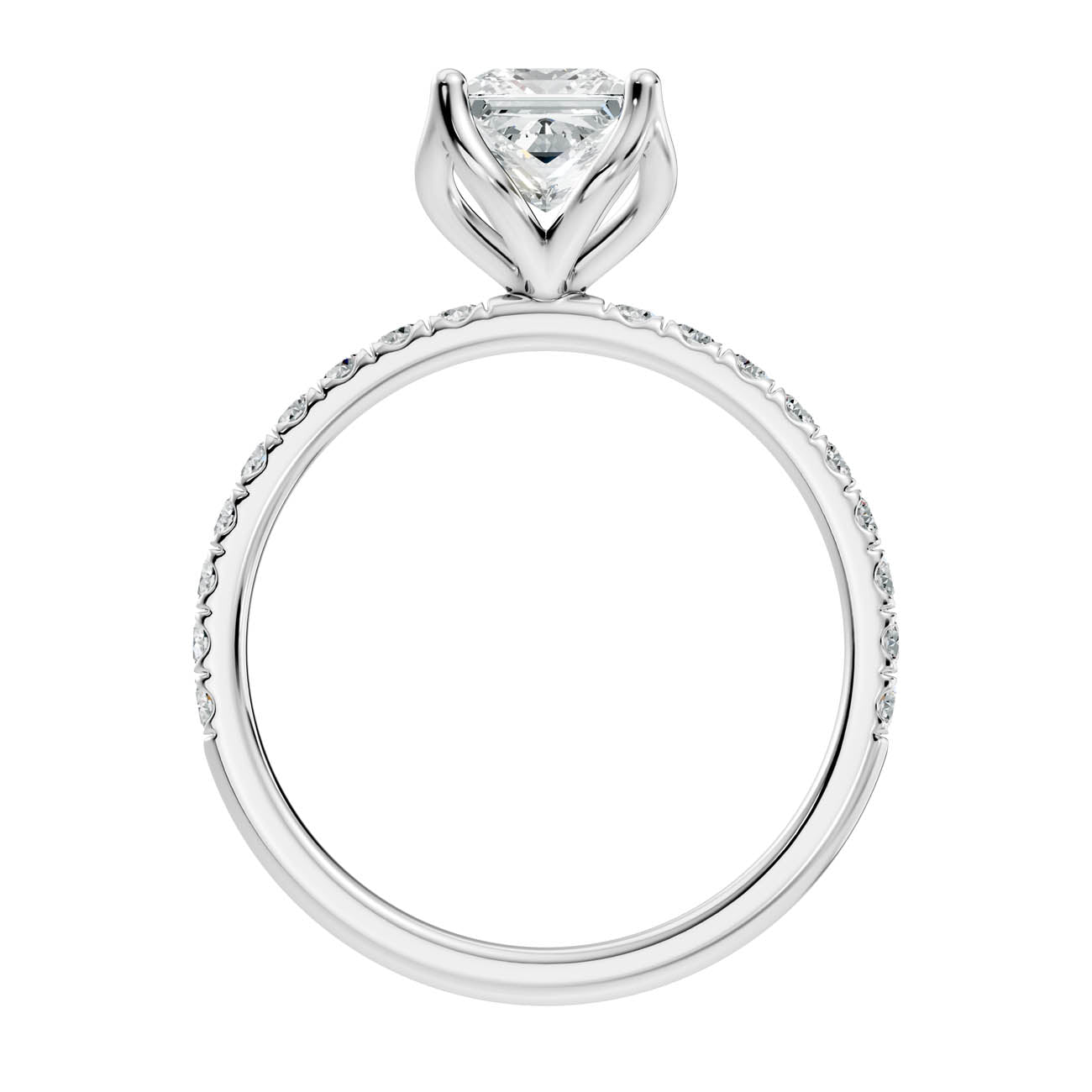 .50-1.50 Ct. Princess Cut Diamond Engagement Ring with Pavé Band and Four-Prong Setting (ja14-b) 11