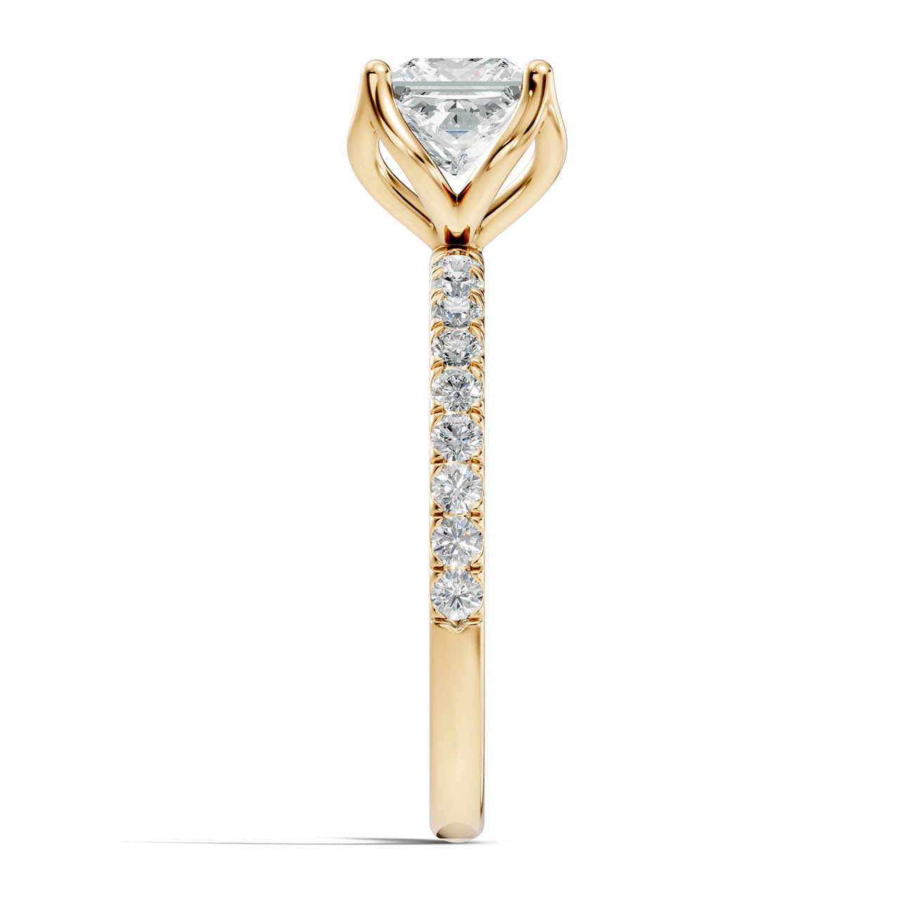 .50-1.50 Ct. Princess Cut Diamond Engagement Ring with Pavé Band and Four-Prong Setting (ja14-b) 15