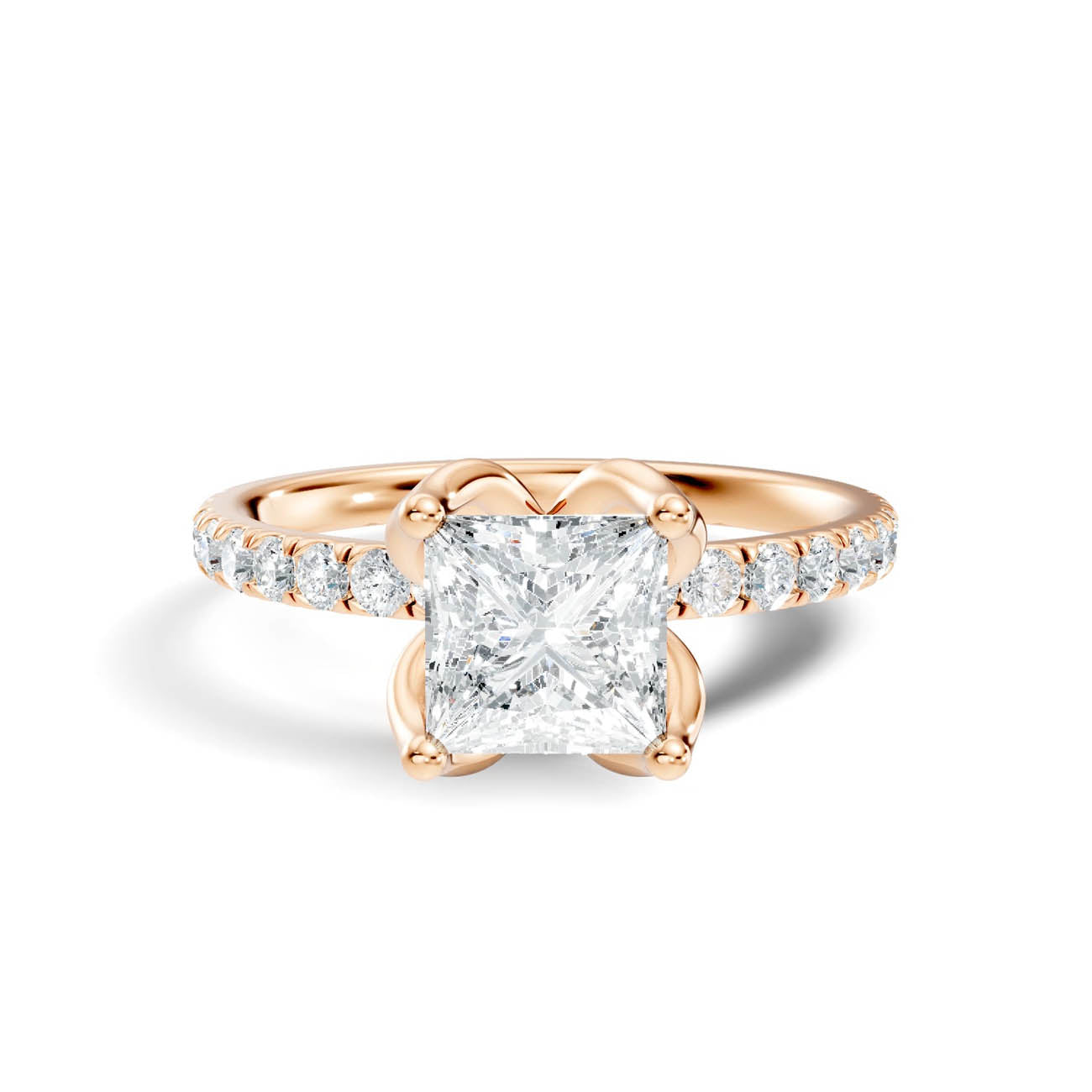 .50-1.50 Ct. Princess Cut Diamond Engagement Ring with Pavé Band and Four-Prong Setting (ja14-b) 6