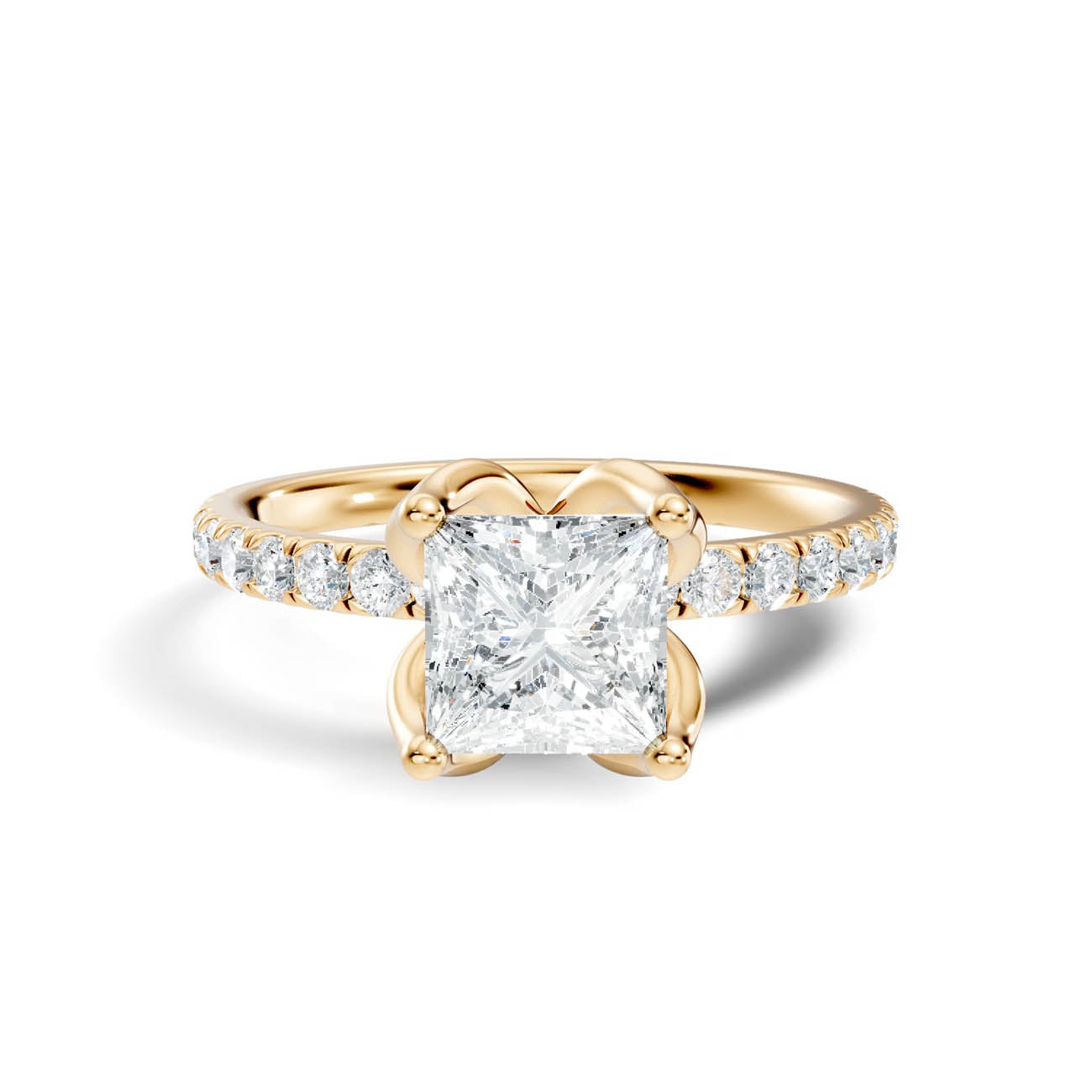 .50-1.50 Ct. Princess Cut Diamond Engagement Ring with Pavé Band and Four-Prong Setting (ja14-b) 3