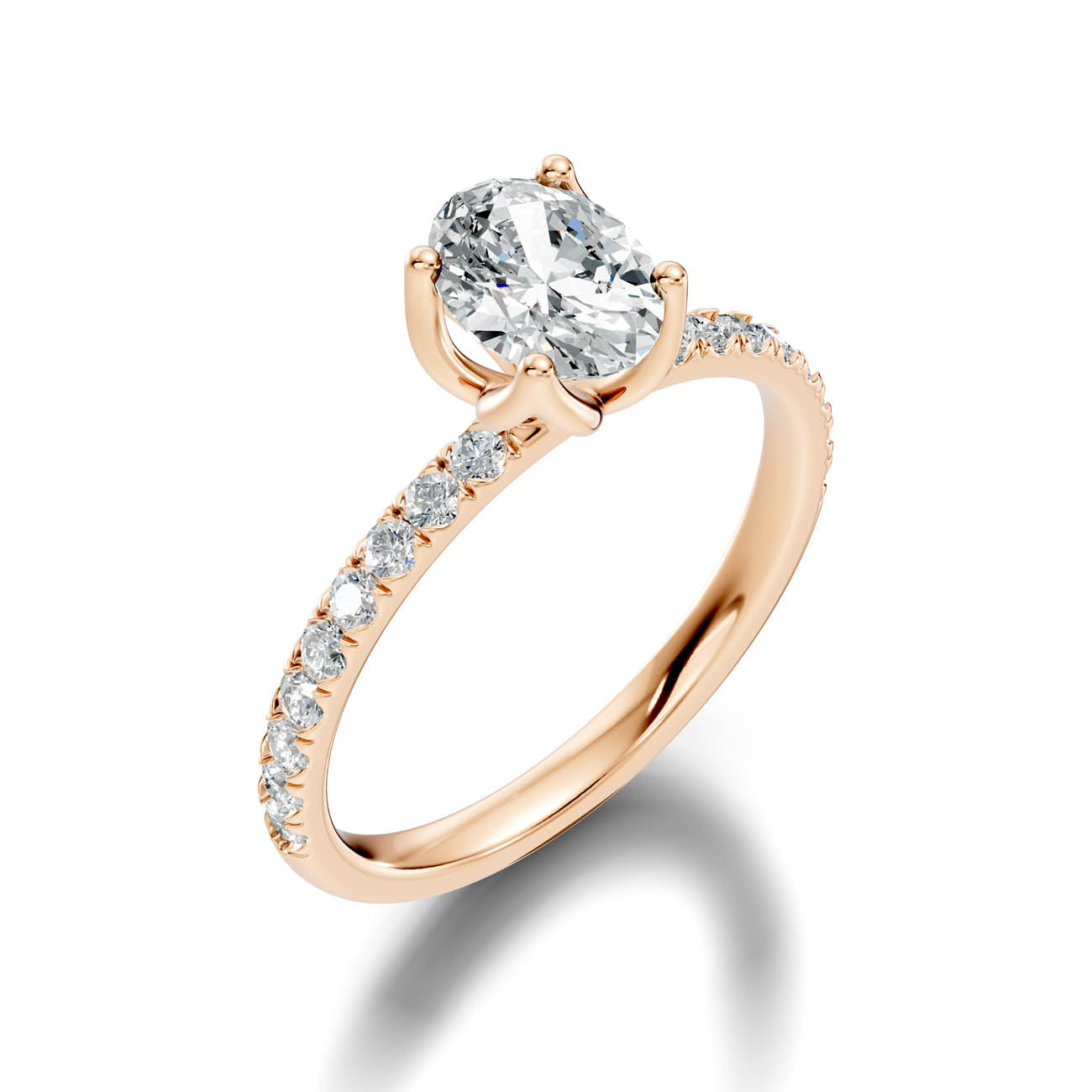 .50-1.50 Ct. Oval Diamond Solitaire Ring with Pavé Band and Four-Prong Setting (ja14-c) 9