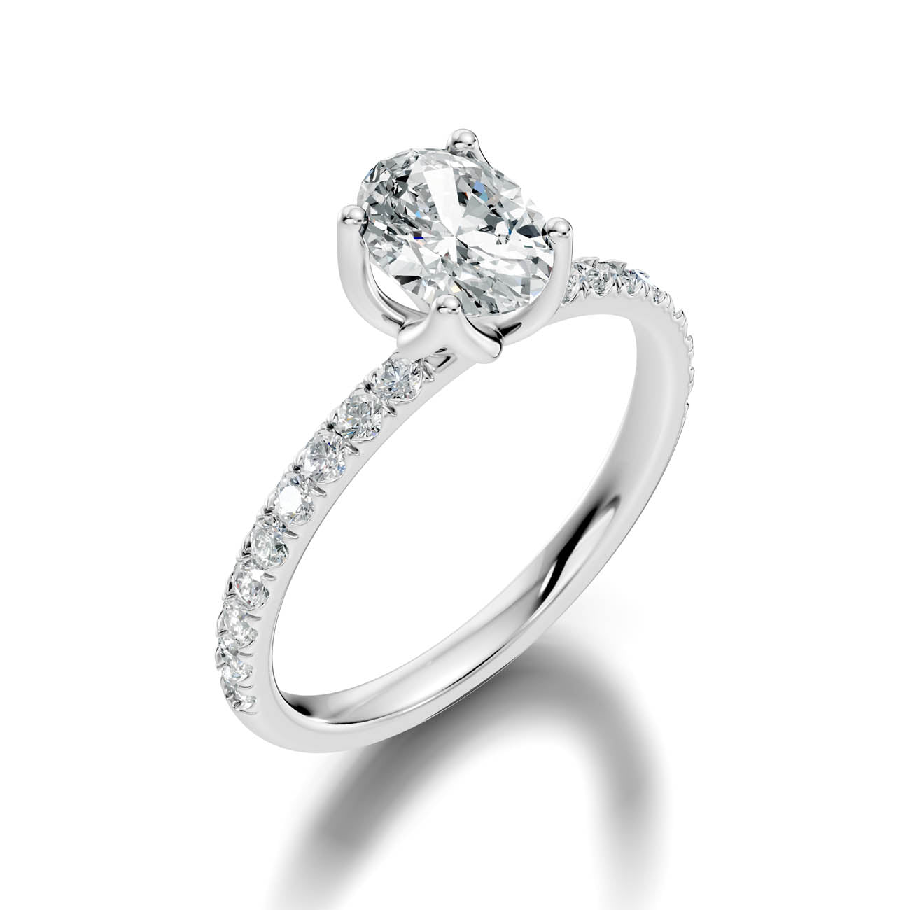 .50-1.50 Ct. Oval Diamond Solitaire Ring with Pavé Band and Four-Prong Setting (ja14-c) 13
