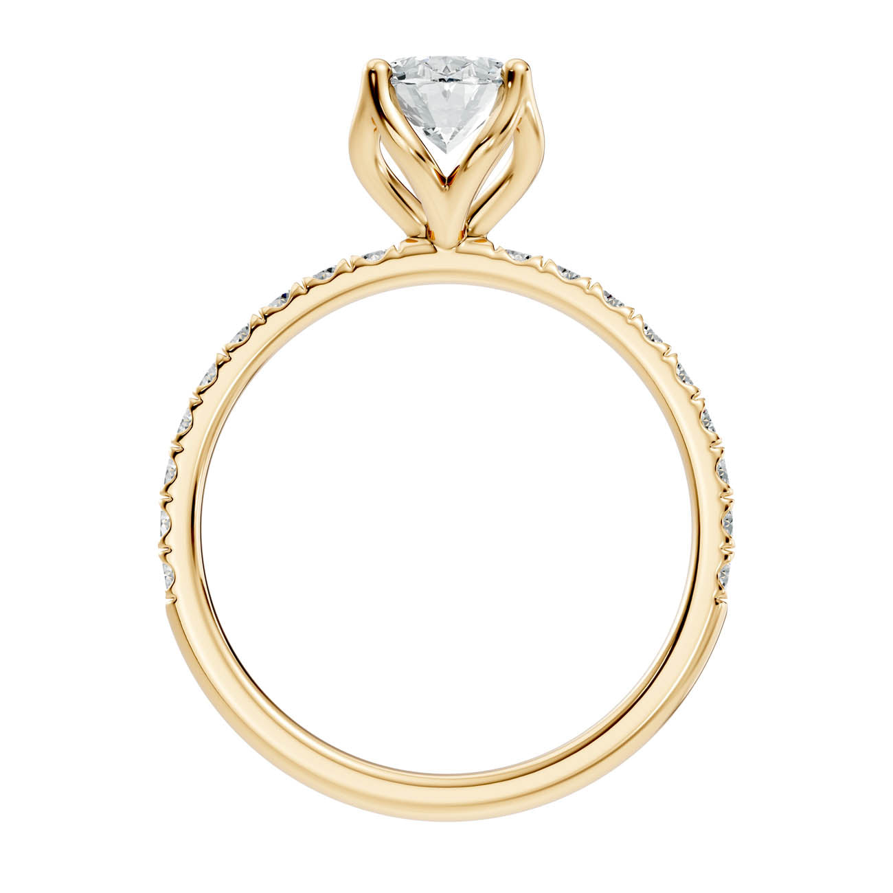 .50-1.50 Ct. Oval Diamond Solitaire Ring with Pavé Band and Four-Prong Setting (ja14-c) 14