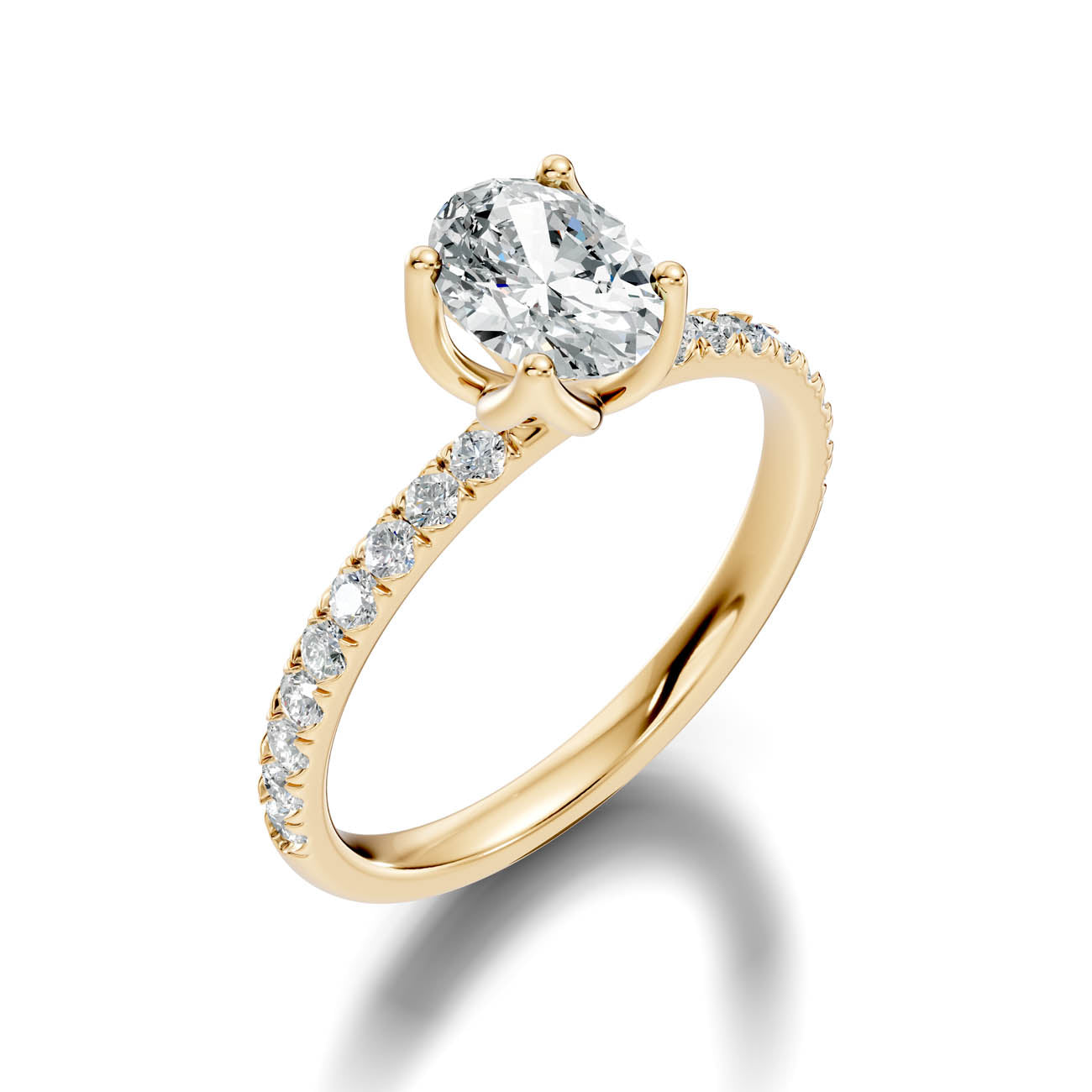 .50-1.50 Ct. Oval Diamond Solitaire Ring with Pavé Band and Four-Prong Setting (ja14-c)