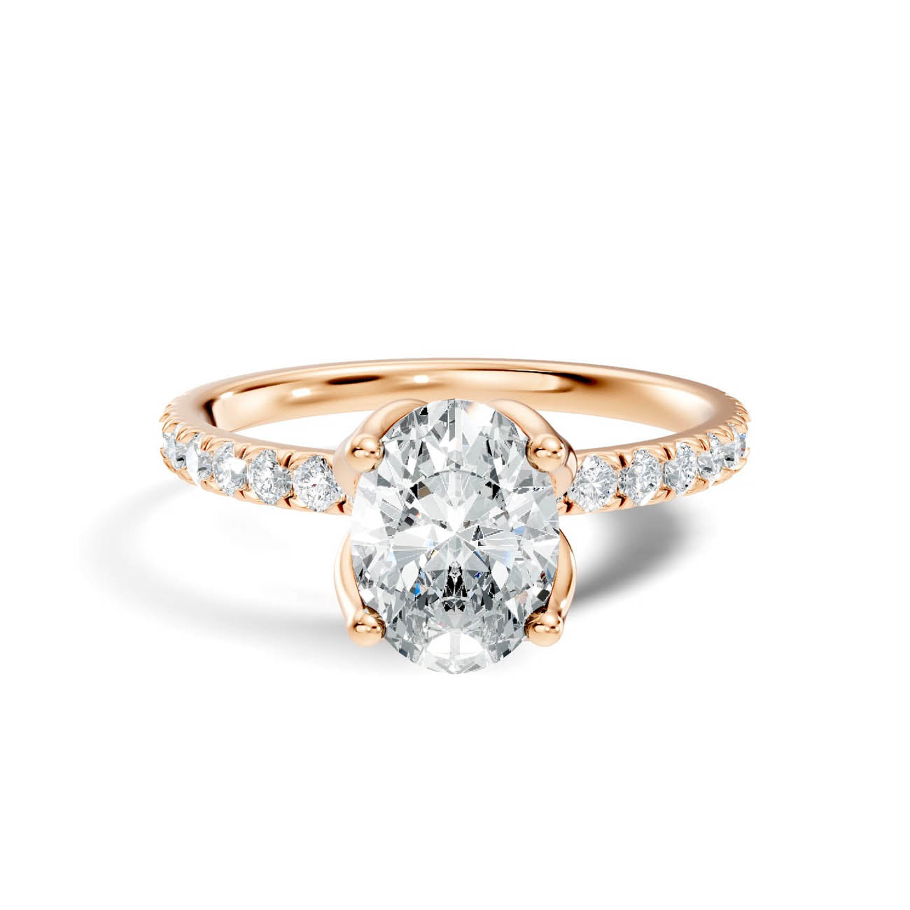 .50-1.50 Ct. Oval Diamond Solitaire Ring with Pavé Band and Four-Prong Setting (ja14-c) 6