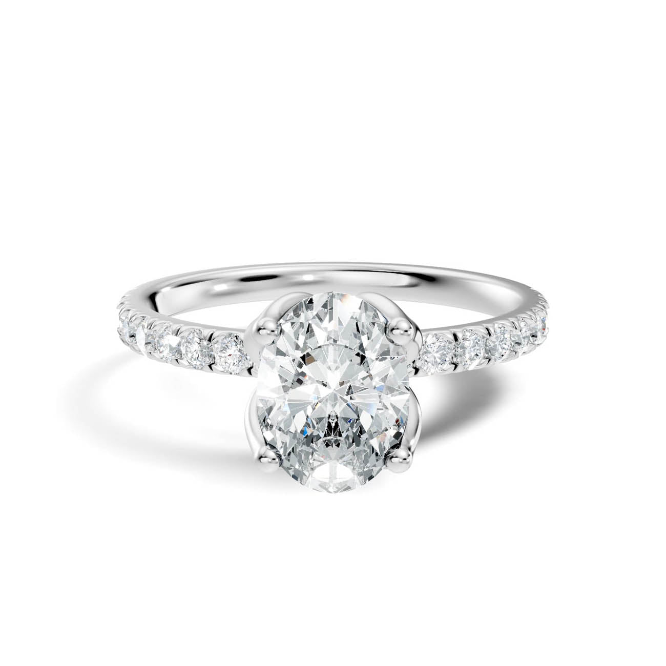 .50-1.50 Ct. Oval Diamond Solitaire Ring with Pavé Band and Four-Prong Setting (ja14-c) 10
