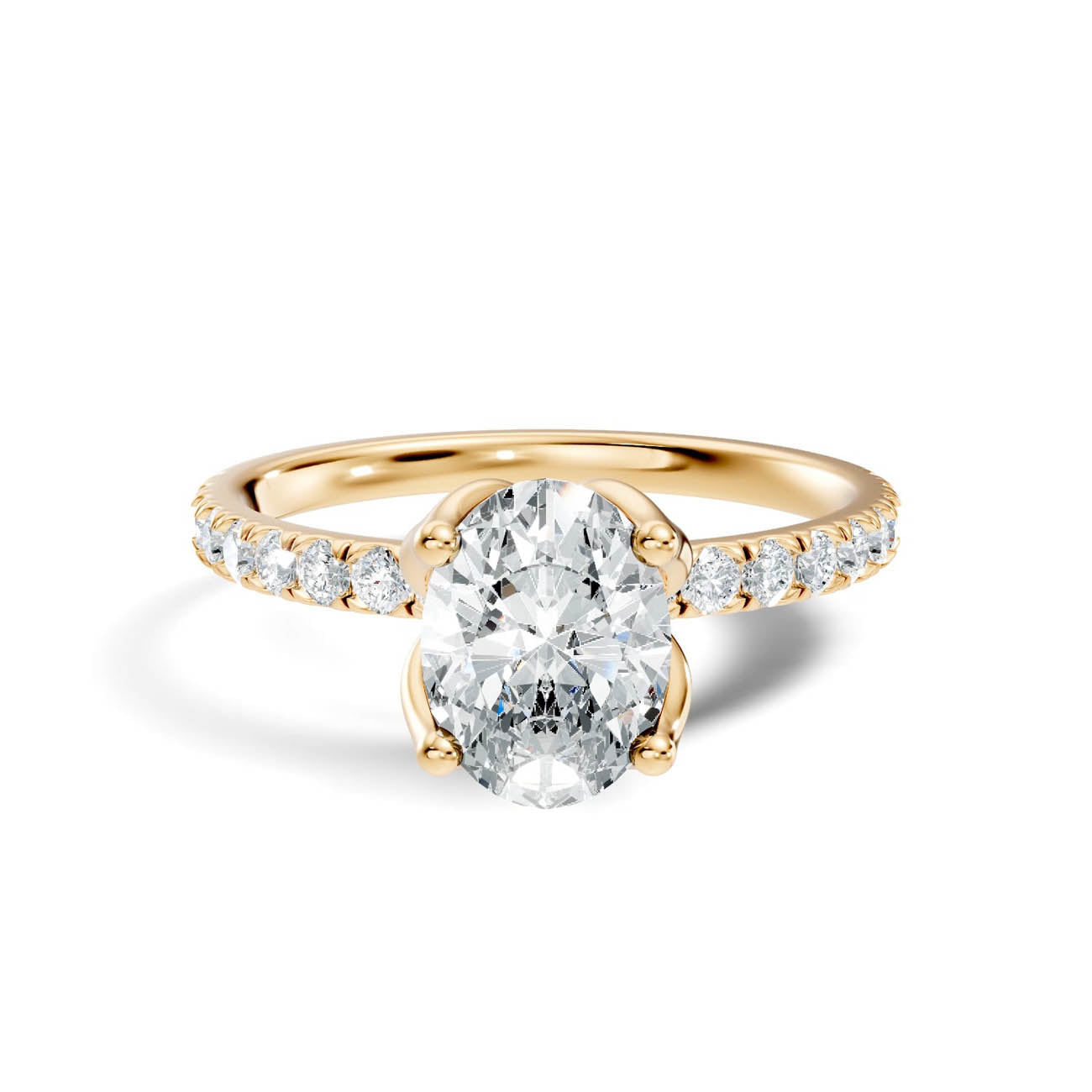 .50-1.50 Ct. Oval Diamond Solitaire Ring with Pavé Band and Four-Prong Setting (ja14-c) 3