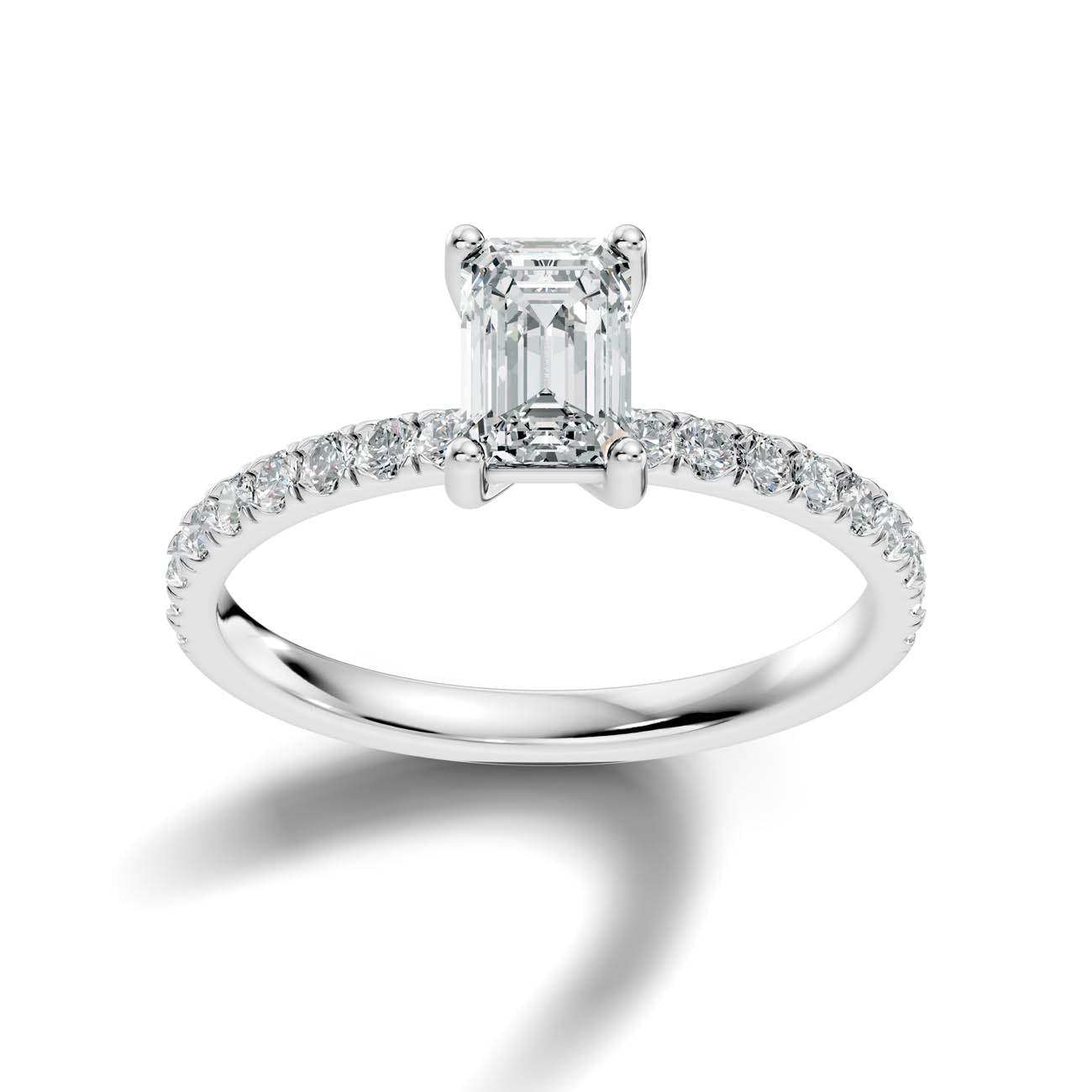 .50-1.50 CT Emerald Cut Diamond Ring with Pavé Band (ja16-c)