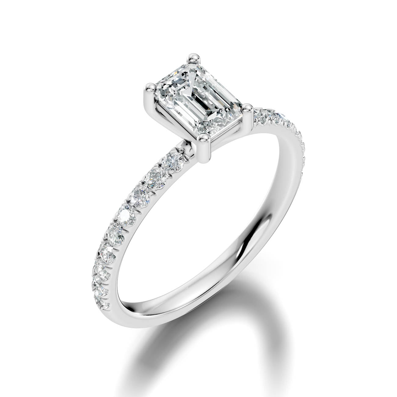 .50-1.50 CT Emerald Cut Diamond Ring with Pavé Band (ja16-c) 12
