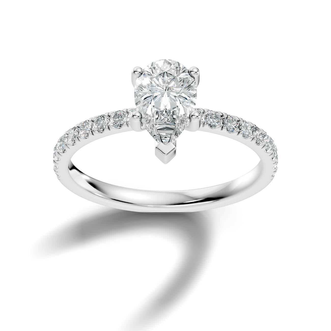 .50-1.50 Ct. Pear-Shaped Diamond Ring with Pavé Band (ja16-f)