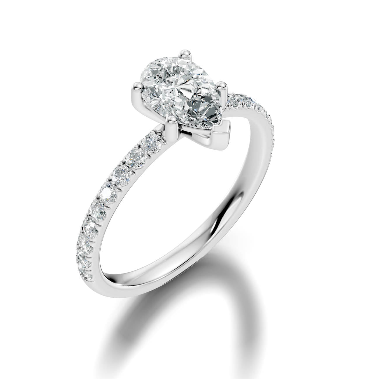 .50-1.50 Ct. Pear-Shaped Diamond Ring with Pavé Band (ja16-f) 12