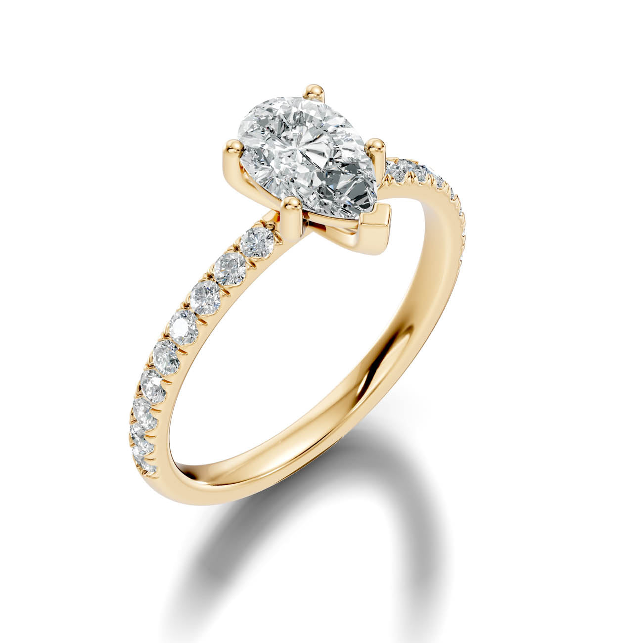 .50-1.50 Ct. Pear-Shaped Diamond Ring with Pavé Band (ja16-f)