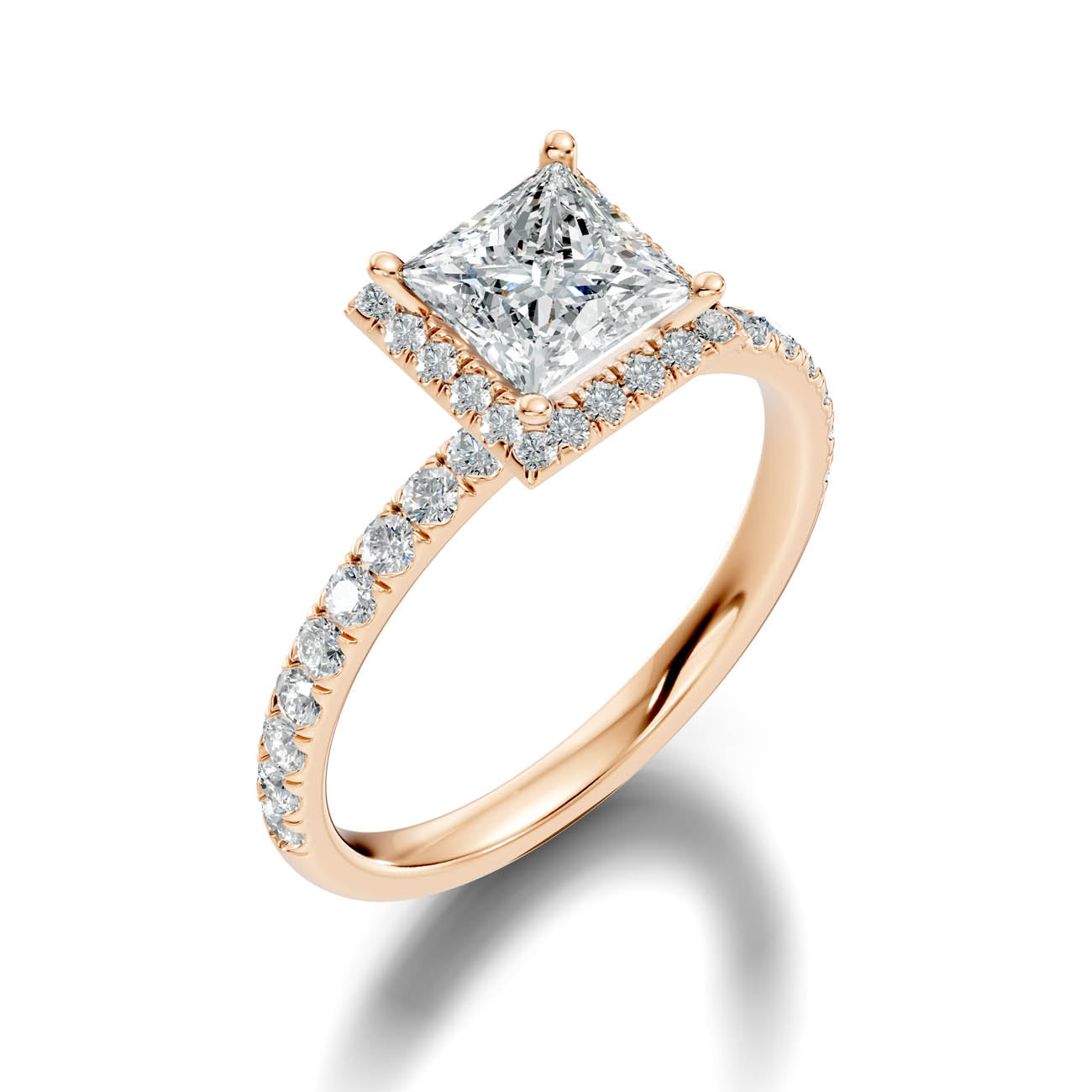 .50-1.50 Ct. Princess-Cut Diamond Halo Ring with Diamond-Accented Band (ja17-b) 10