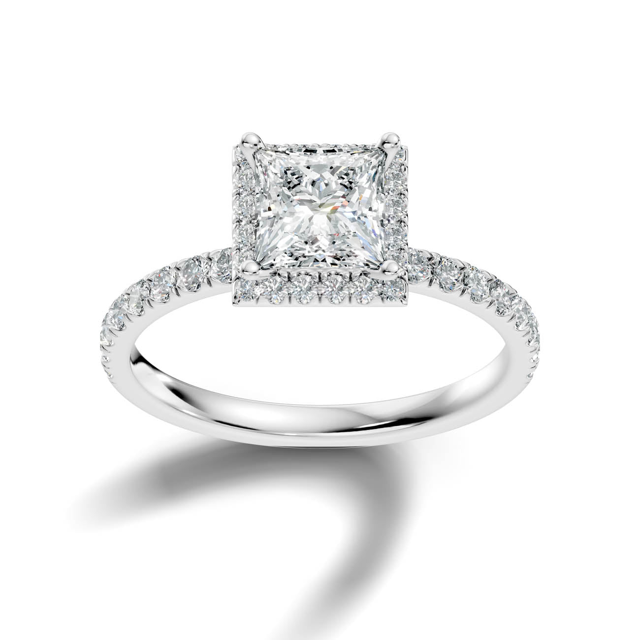 .50-1.50 Ct. Princess-Cut Diamond Halo Ring with Diamond-Accented Band (ja17-b) 13