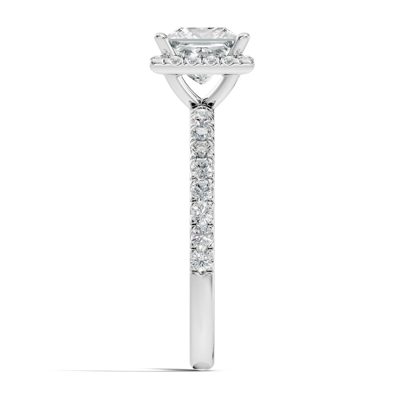 .50-1.50 Ct. Princess-Cut Diamond Halo Ring with Diamond-Accented Band (ja17-b) 14