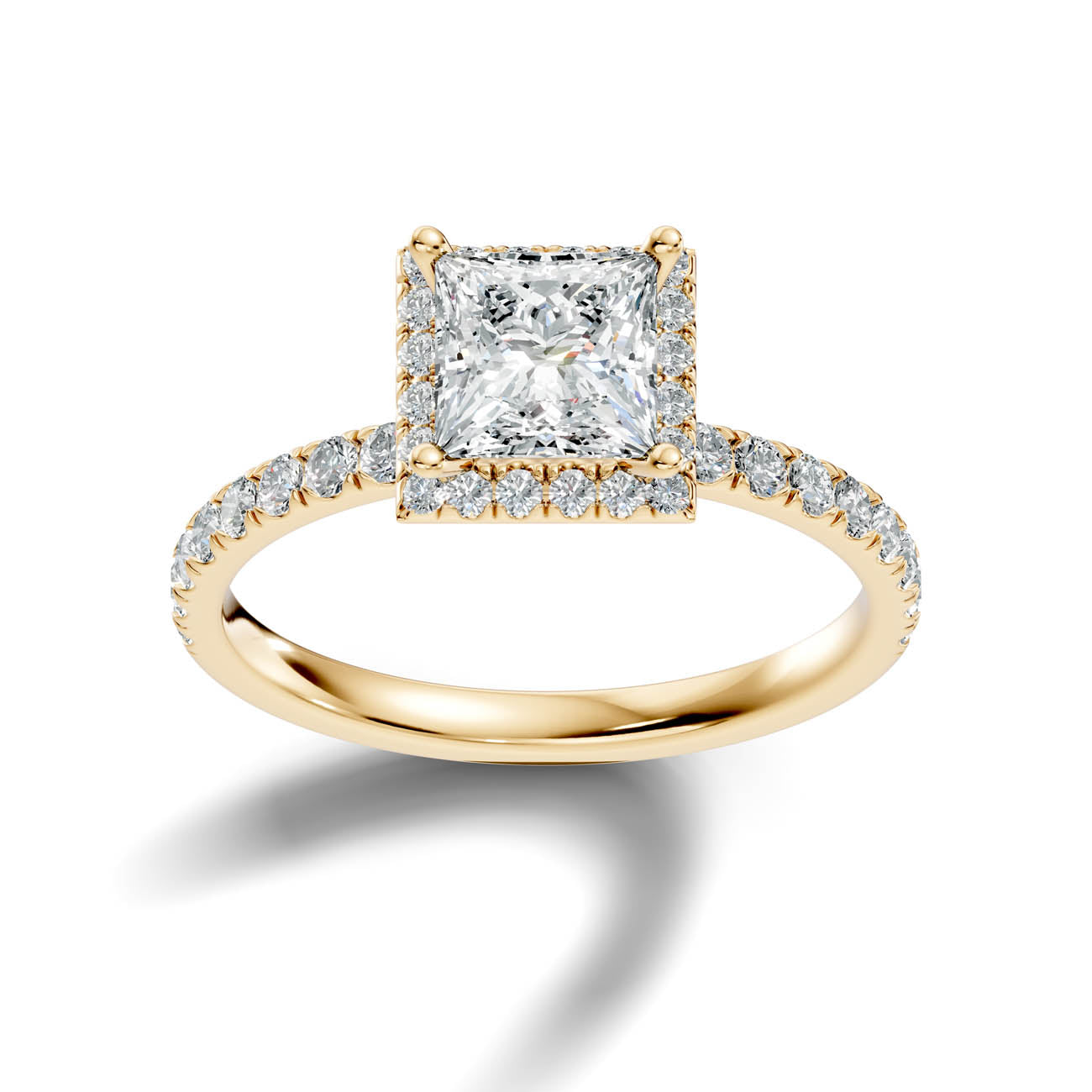 .50-1.50 Ct. Princess-Cut Diamond Halo Ring with Diamond-Accented Band (ja17-b)