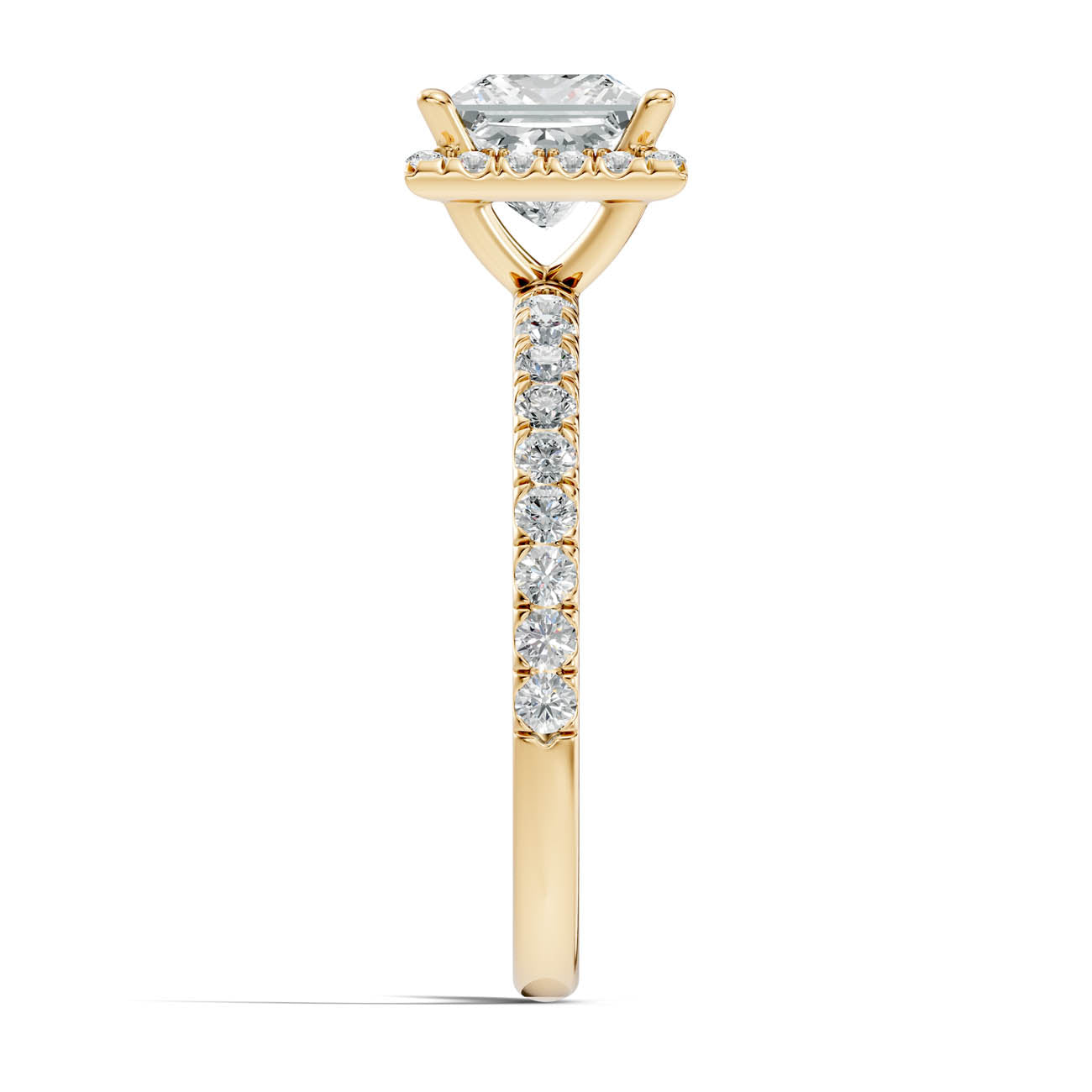.50-1.50 Ct. Princess-Cut Diamond Halo Ring with Diamond-Accented Band (ja17-b) 4