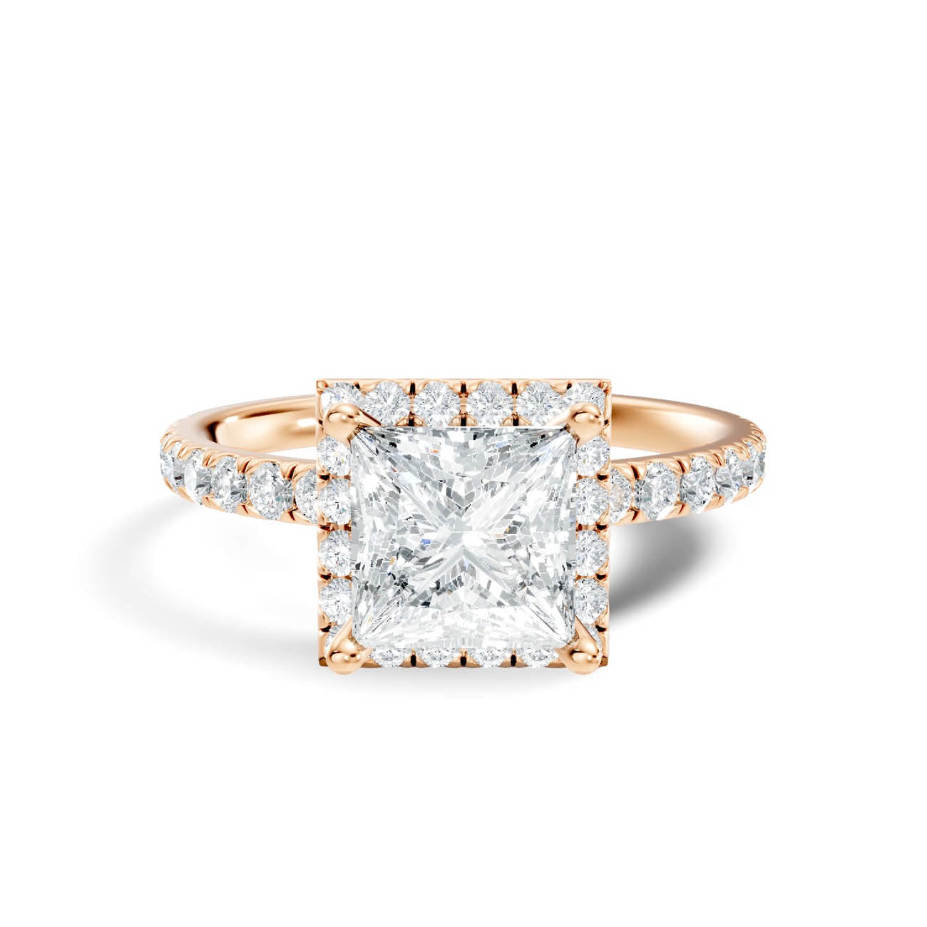 .50-1.50 Ct. Princess-Cut Diamond Halo Ring with Diamond-Accented Band (ja17-b) 7