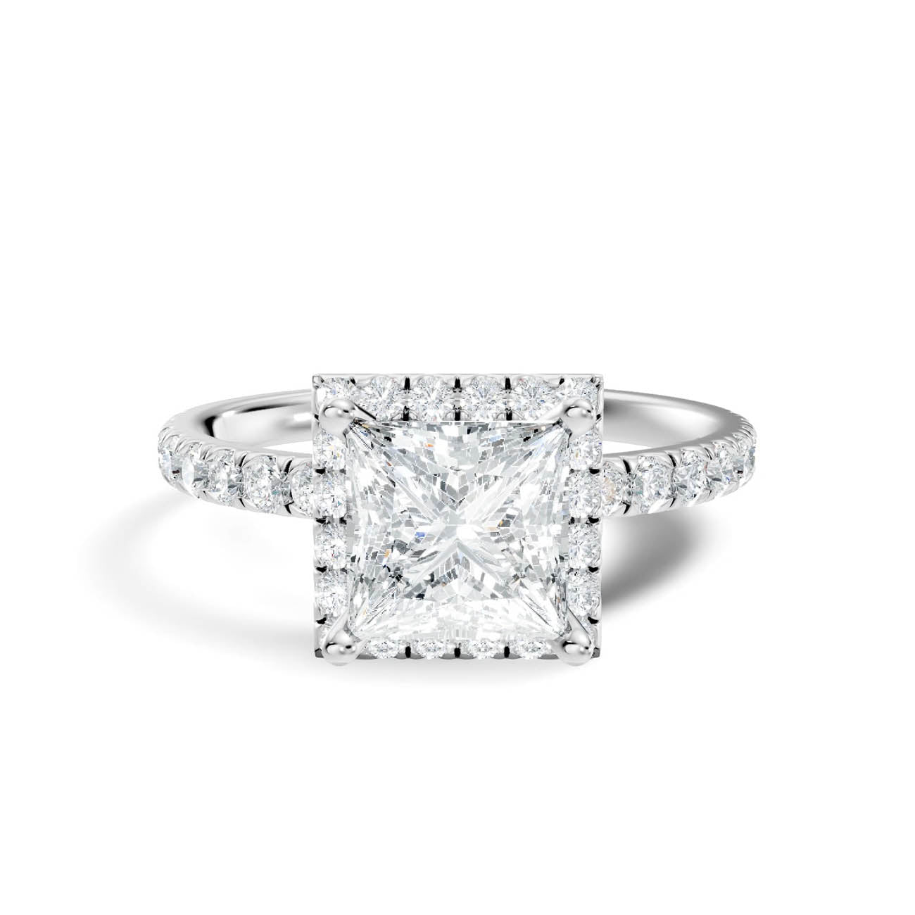 .50-1.50 Ct. Princess-Cut Diamond Halo Ring with Diamond-Accented Band (ja17-b) 11