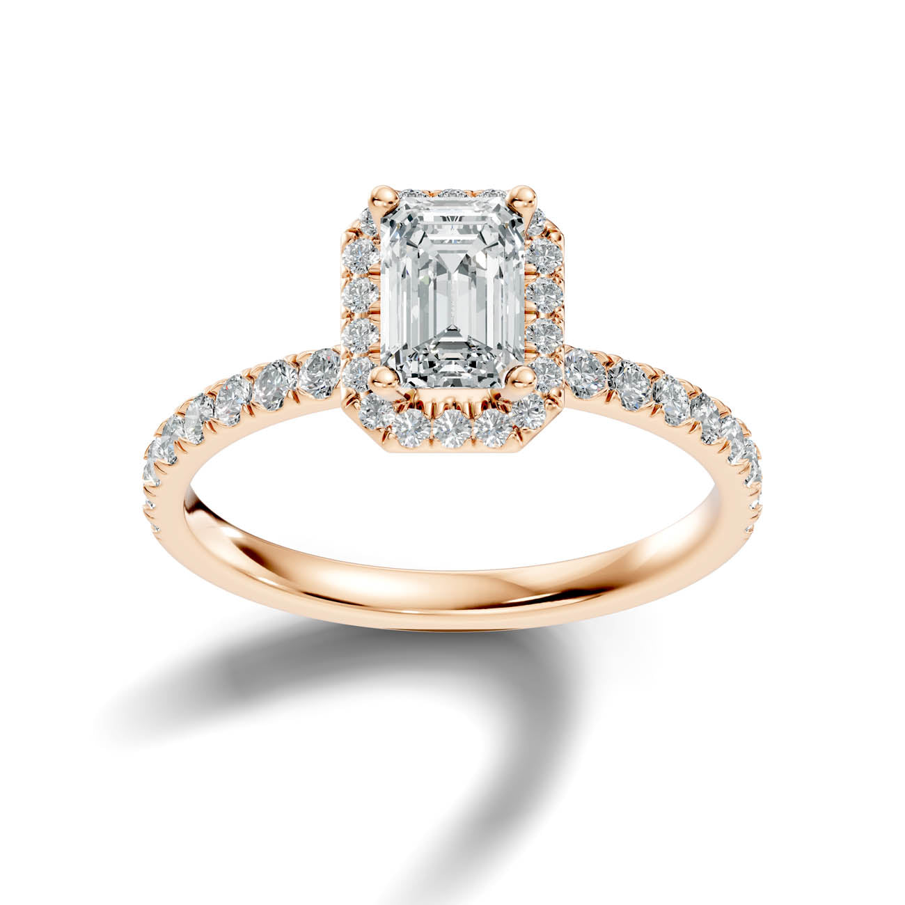 .50-1.50 Ct. Emerald-Cut Diamond Halo Ring with Diamond-Accented Band (ja17-c) 6