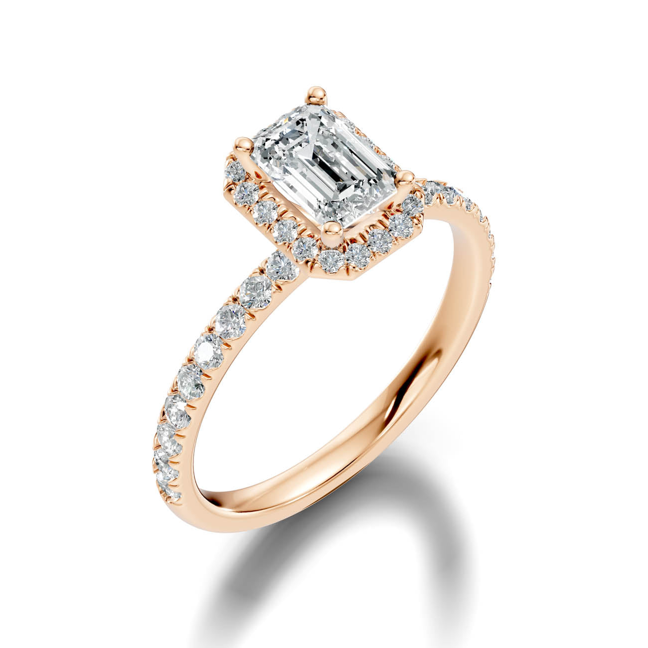 .50-1.50 Ct. Emerald-Cut Diamond Halo Ring with Diamond-Accented Band (ja17-c) 10