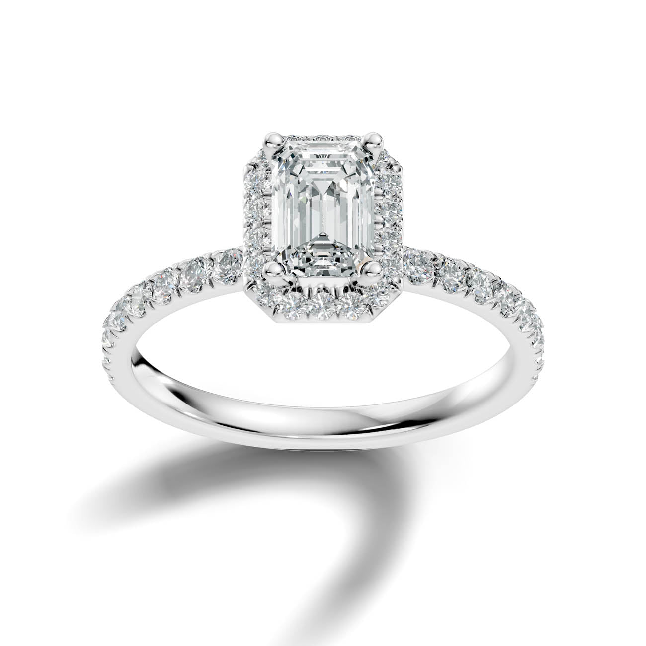 .50-1.50 Ct. Emerald-Cut Diamond Halo Ring with Diamond-Accented Band (ja17-c) 14