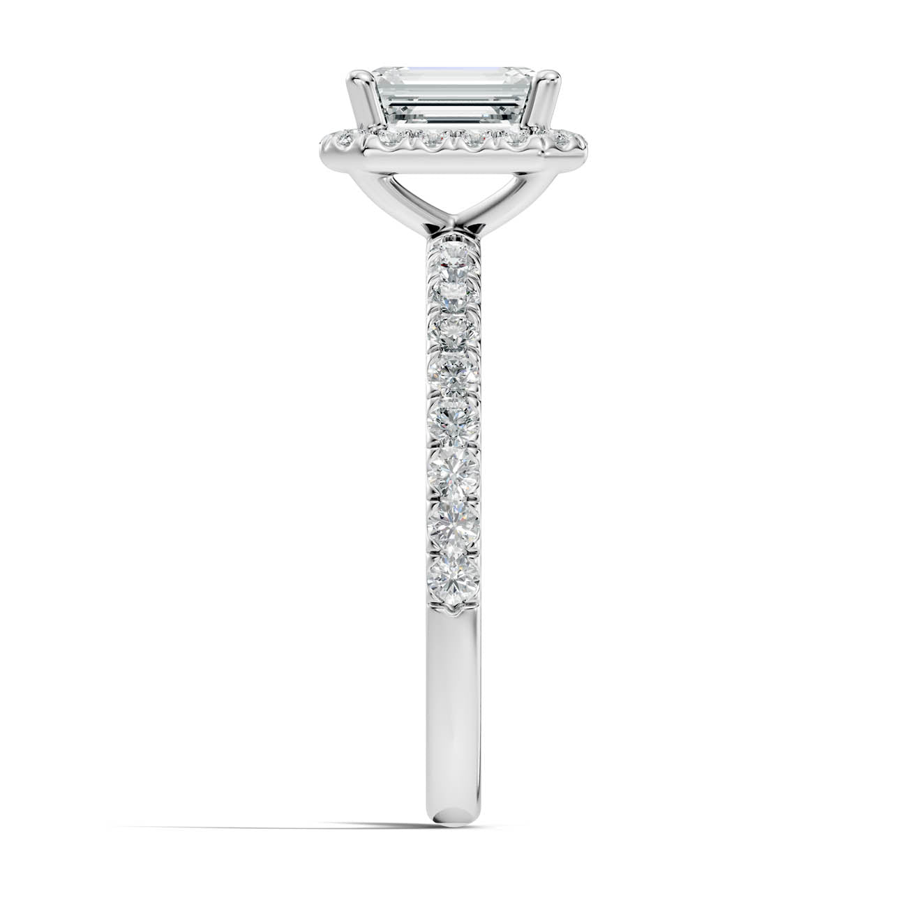 .50-1.50 Ct. Emerald-Cut Diamond Halo Ring with Diamond-Accented Band (ja17-c) 15