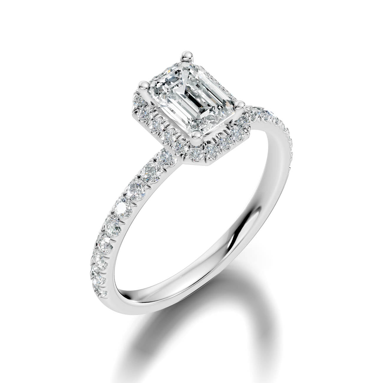 .50-1.50 Ct. Emerald-Cut Diamond Halo Ring with Diamond-Accented Band (ja17-c) 13
