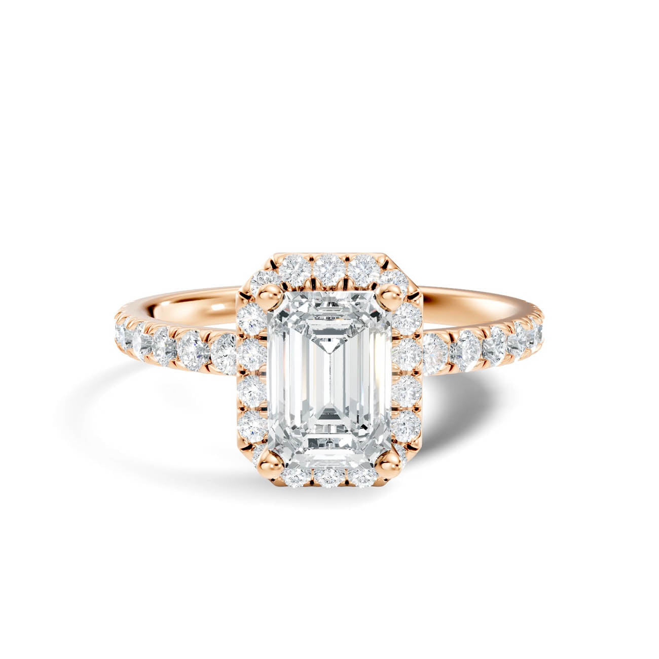 .50-1.50 Ct. Emerald-Cut Diamond Halo Ring with Diamond-Accented Band (ja17-c) 8