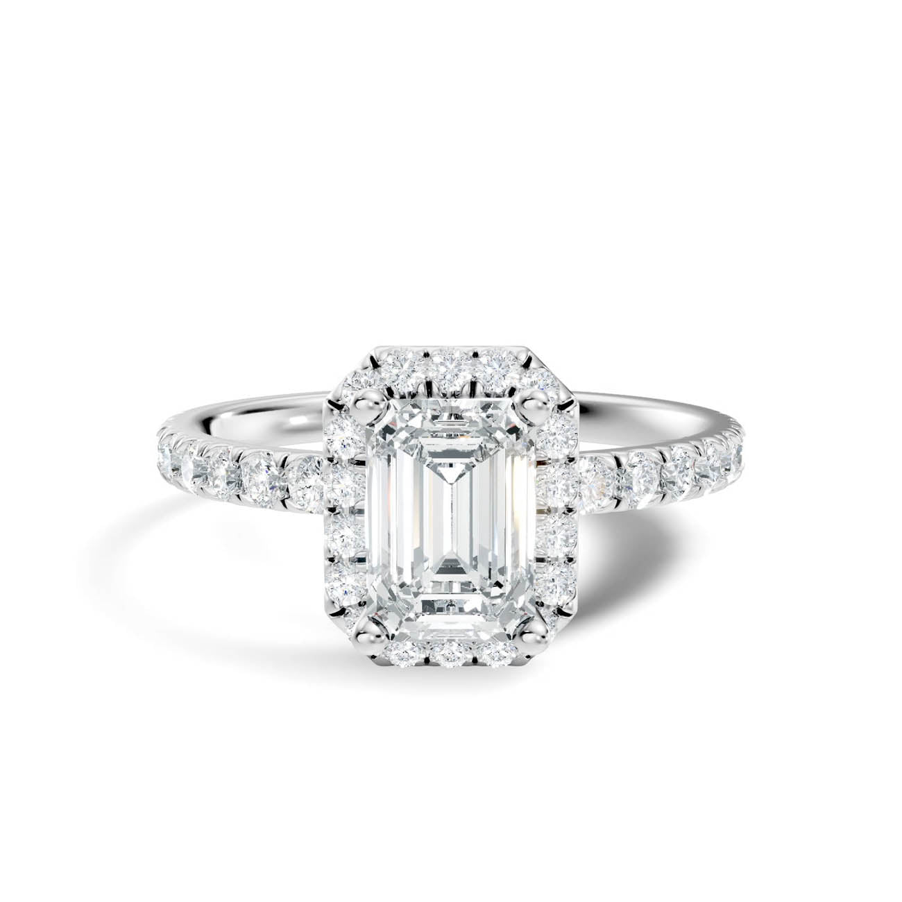 .50-1.50 Ct. Emerald-Cut Diamond Halo Ring with Diamond-Accented Band (ja17-c) 11