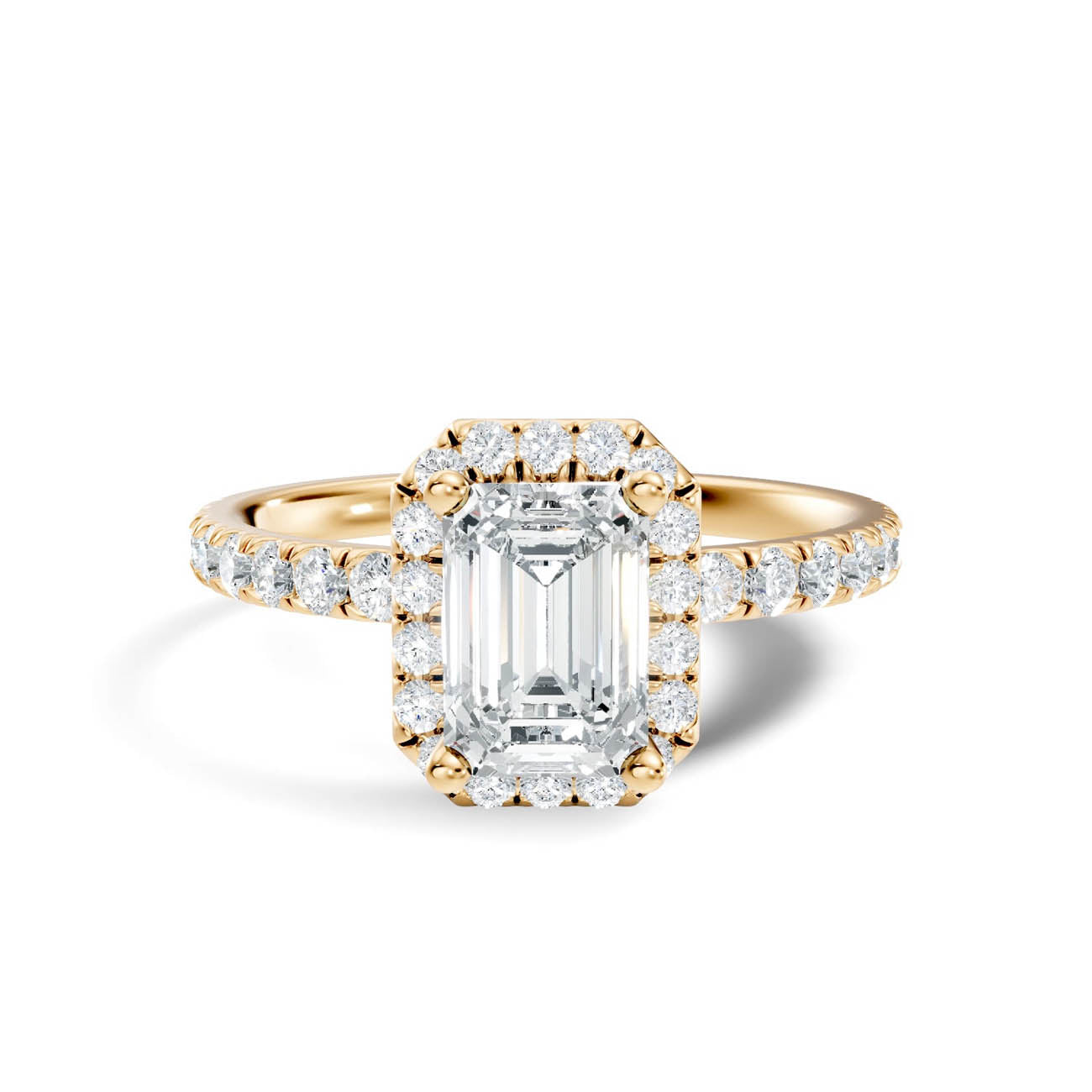 .50-1.50 Ct. Emerald-Cut Diamond Halo Ring with Diamond-Accented Band (ja17-c) 3