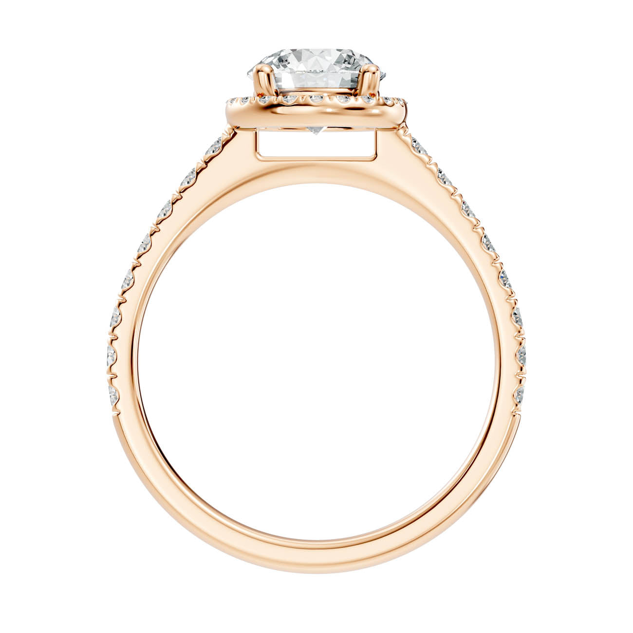 .50-1.00 Ct. Round Diamond Halo Ring with Pavé Band and Four-Prong Setting (ja1-a) 5