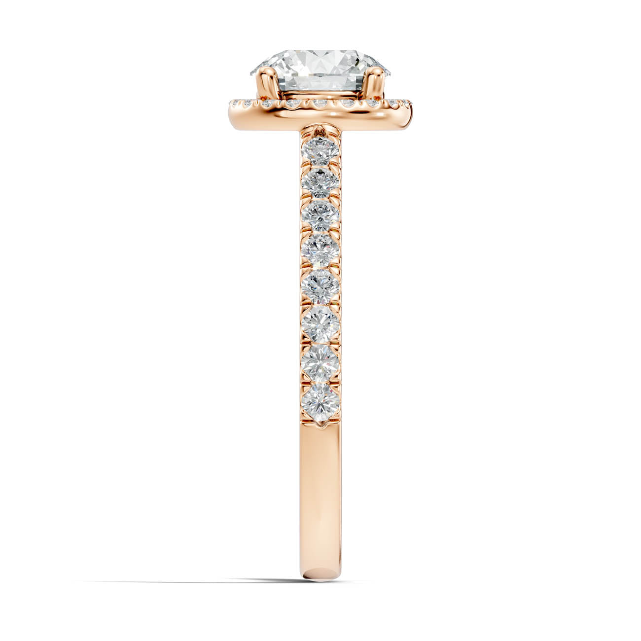 .50-1.00 Ct. Round Diamond Halo Ring with Pavé Band and Four-Prong Setting (ja1-a) 8