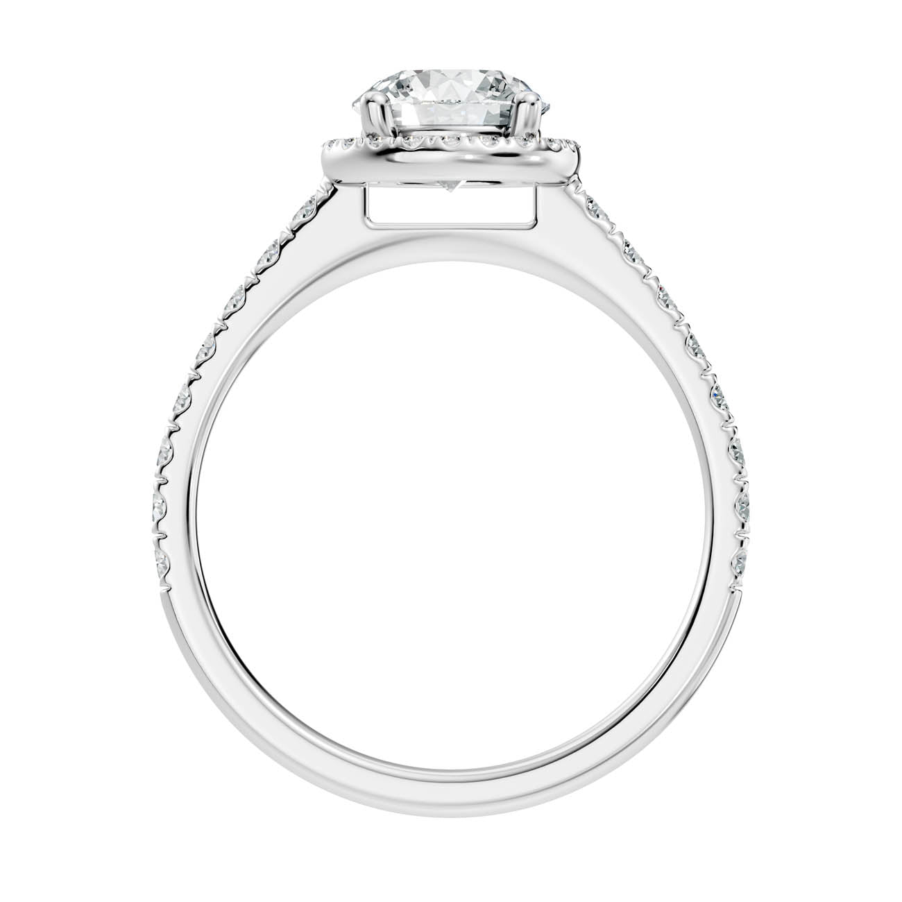 .50-1.00 Ct. Round Diamond Halo Ring with Pavé Band and Four-Prong Setting (ja1-a) 11