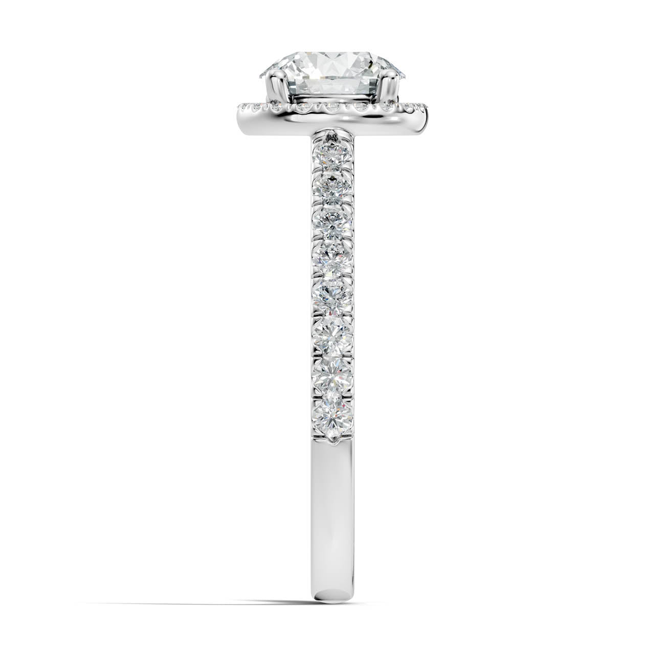 .50-1.00 Ct. Round Diamond Halo Ring with Pavé Band and Four-Prong Setting (ja1-a) 12