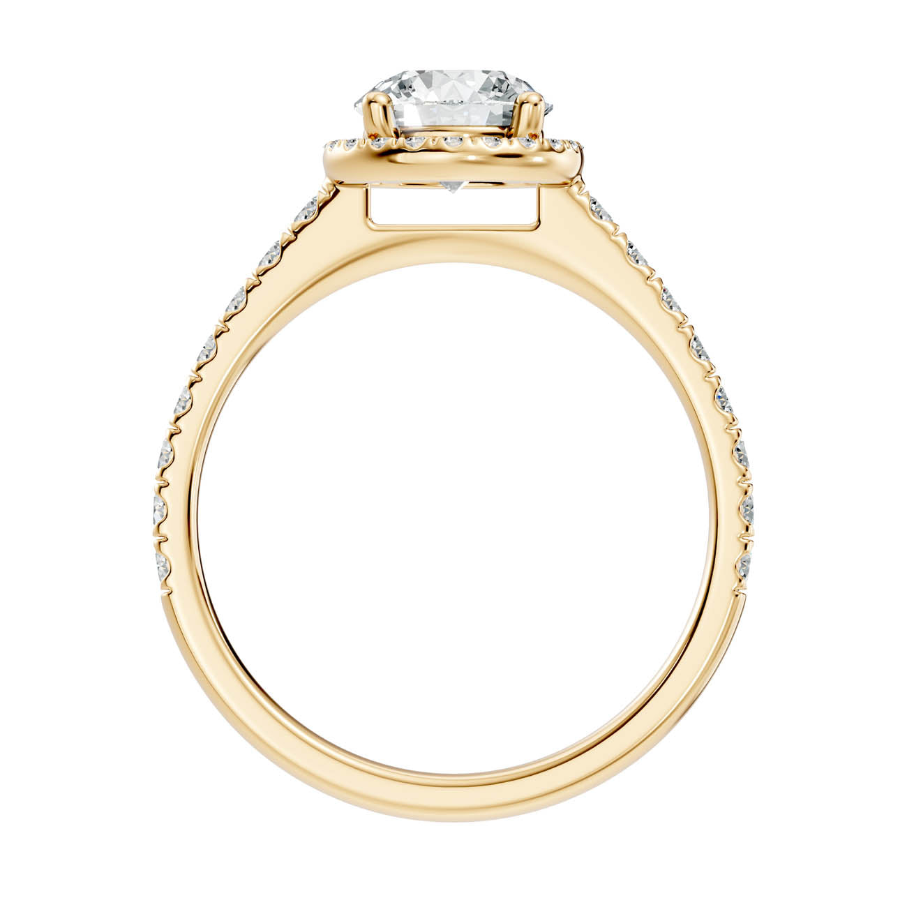 .50-1.00 Ct. Round Diamond Halo Ring with Pavé Band and Four-Prong Setting (ja1-a) 14