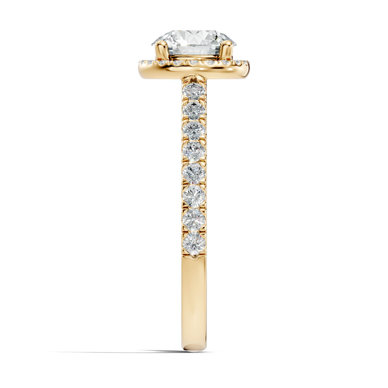 .50-1.00 Ct. Round Diamond Halo Ring with Pavé Band and Four-Prong Setting (ja1-a) 15