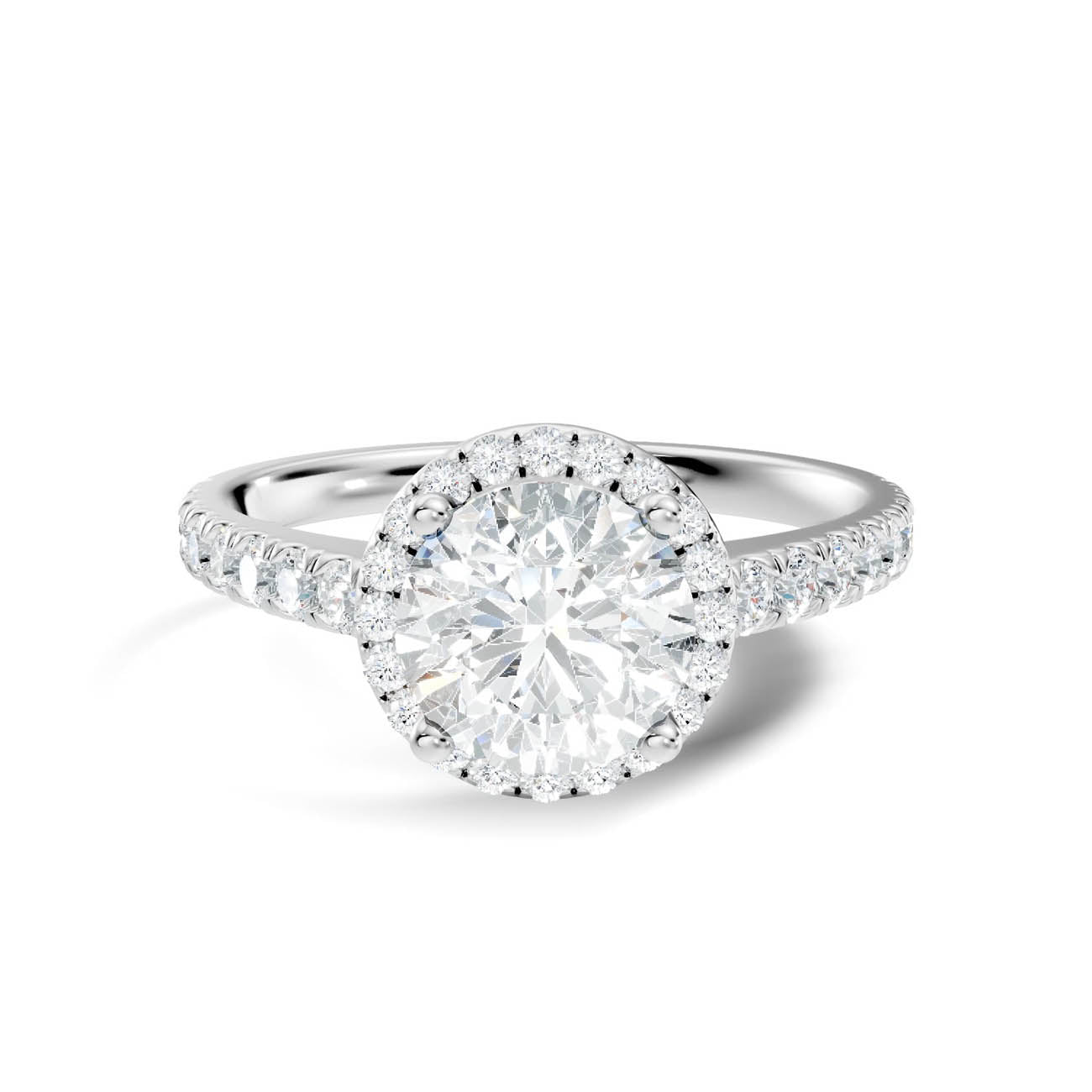 .50-1.00 Ct. Round Diamond Halo Ring with Pavé Band and Four-Prong Setting (ja1-a) 10