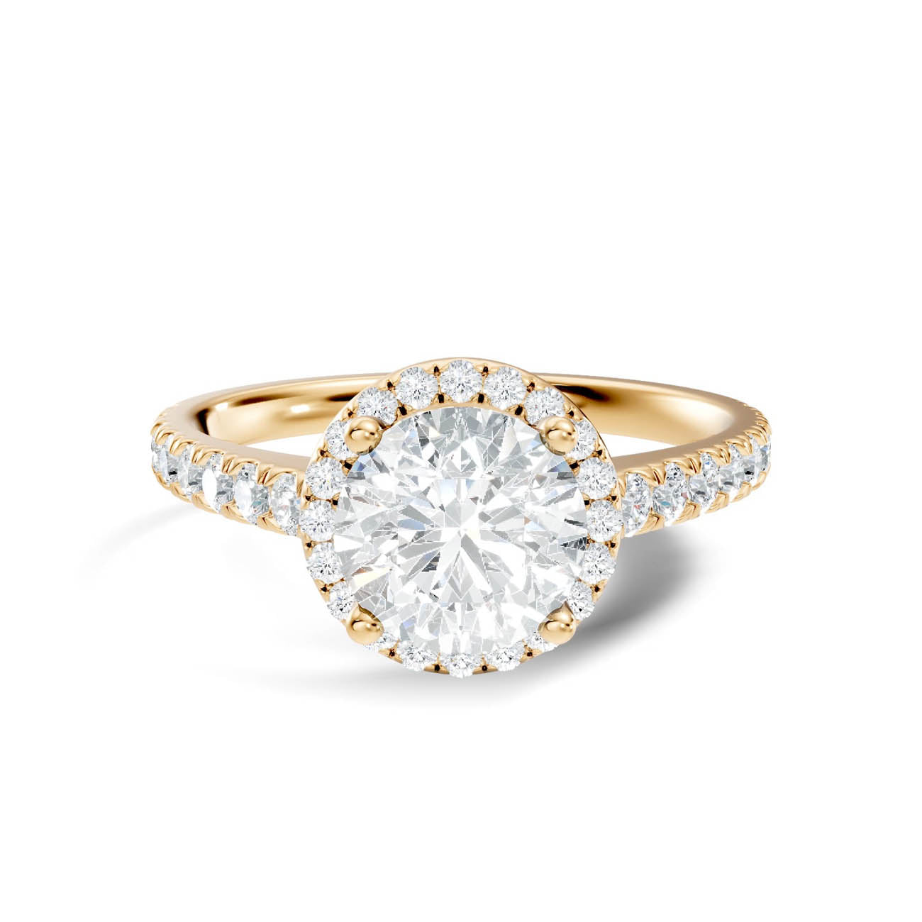 .50-1.00 Ct. Round Diamond Halo Ring with Pavé Band and Four-Prong Setting (ja1-a) 3