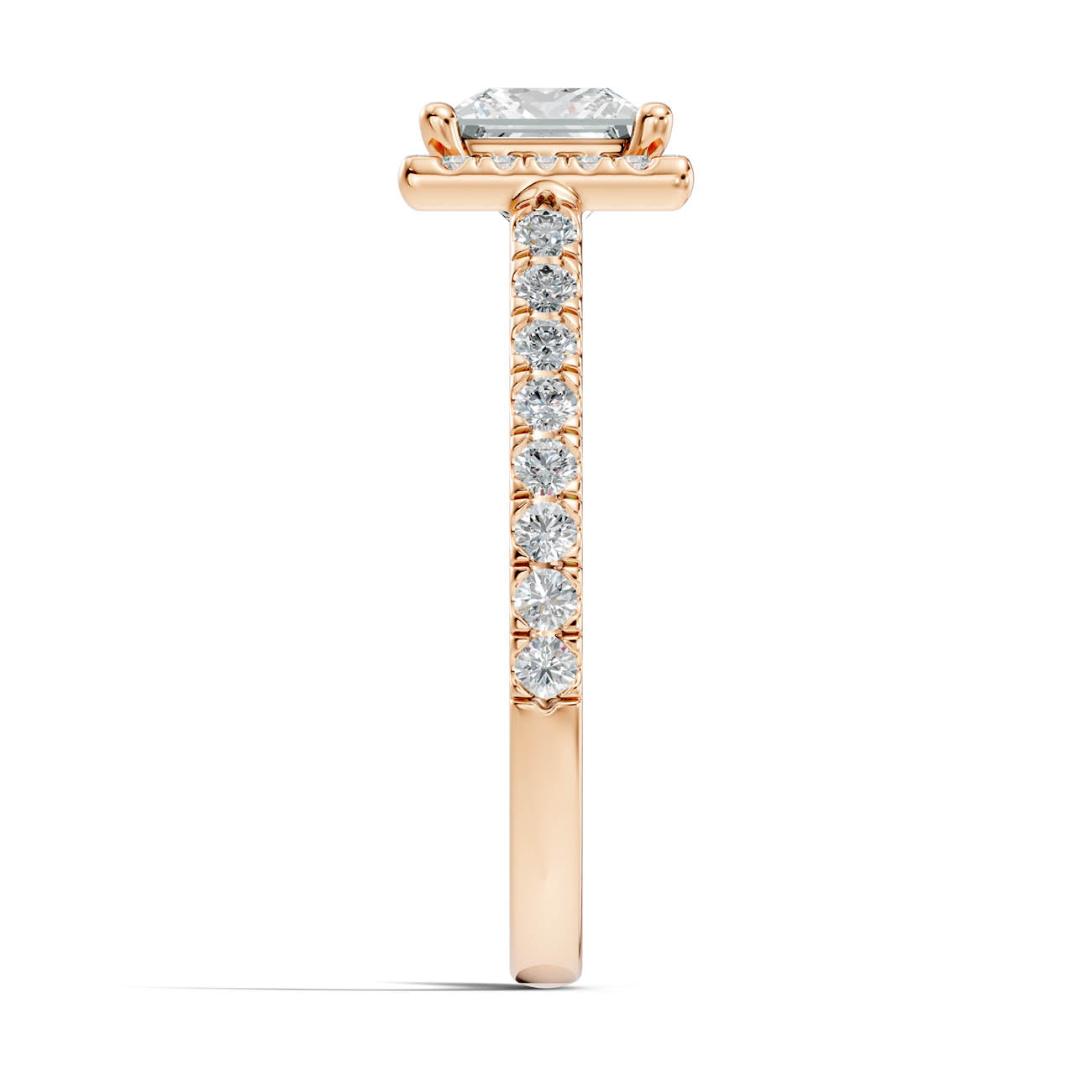 .50-1.00 Ct. Princess Cut Diamond Halo Ring with Pavé Band and Four-Prong Setting (ja1-b) 8