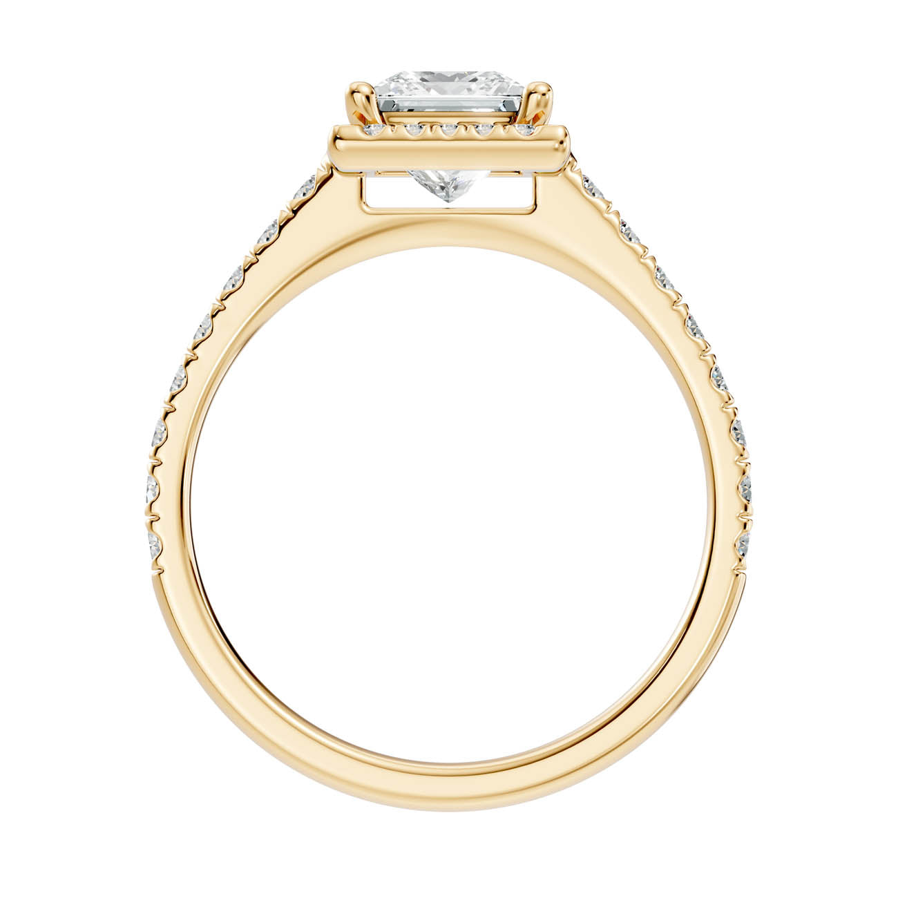 .50-1.00 Ct. Princess Cut Diamond Halo Ring with Pavé Band and Four-Prong Setting (ja1-b) 14