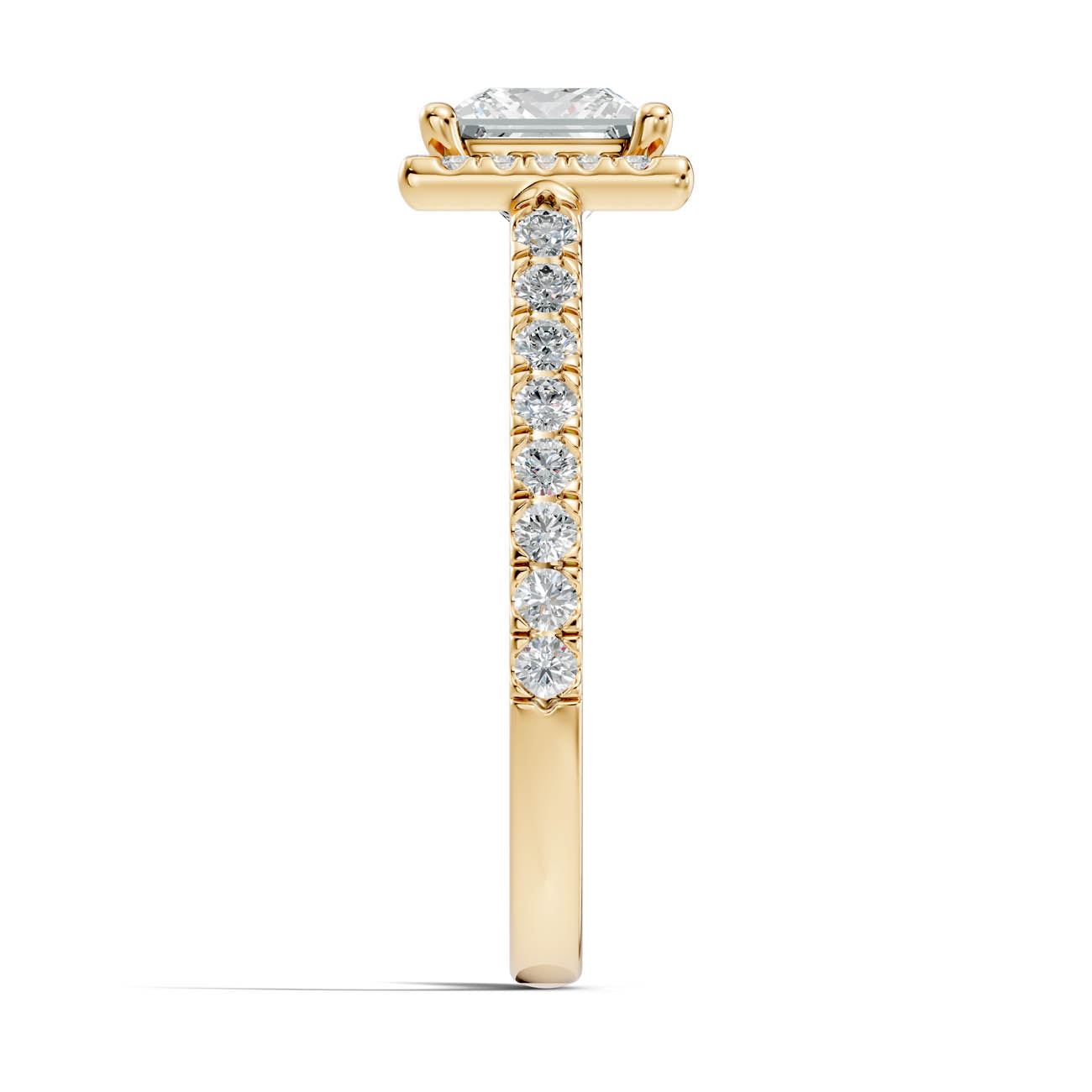 .50-1.00 Ct. Princess Cut Diamond Halo Ring with Pavé Band and Four-Prong Setting (ja1-b) 15