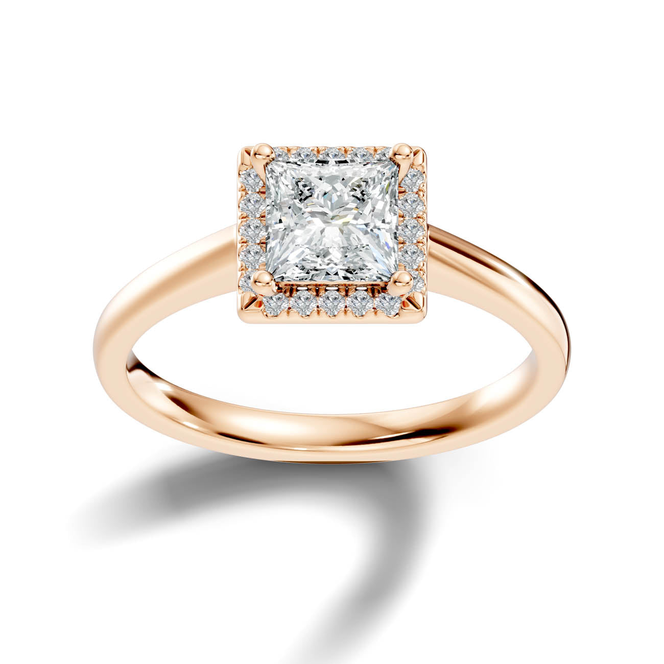 .50-1.00 Ct. Princess Cut Diamond Halo Ring with Four-Prong Setting (ja1-b copy) 7
