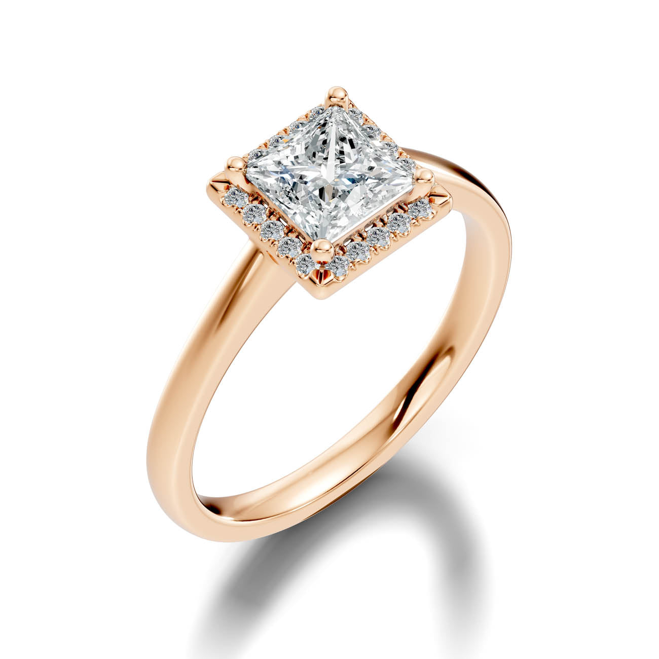 .50-1.00 Ct. Princess Cut Diamond Halo Ring with Four-Prong Setting (ja1-b copy) 9