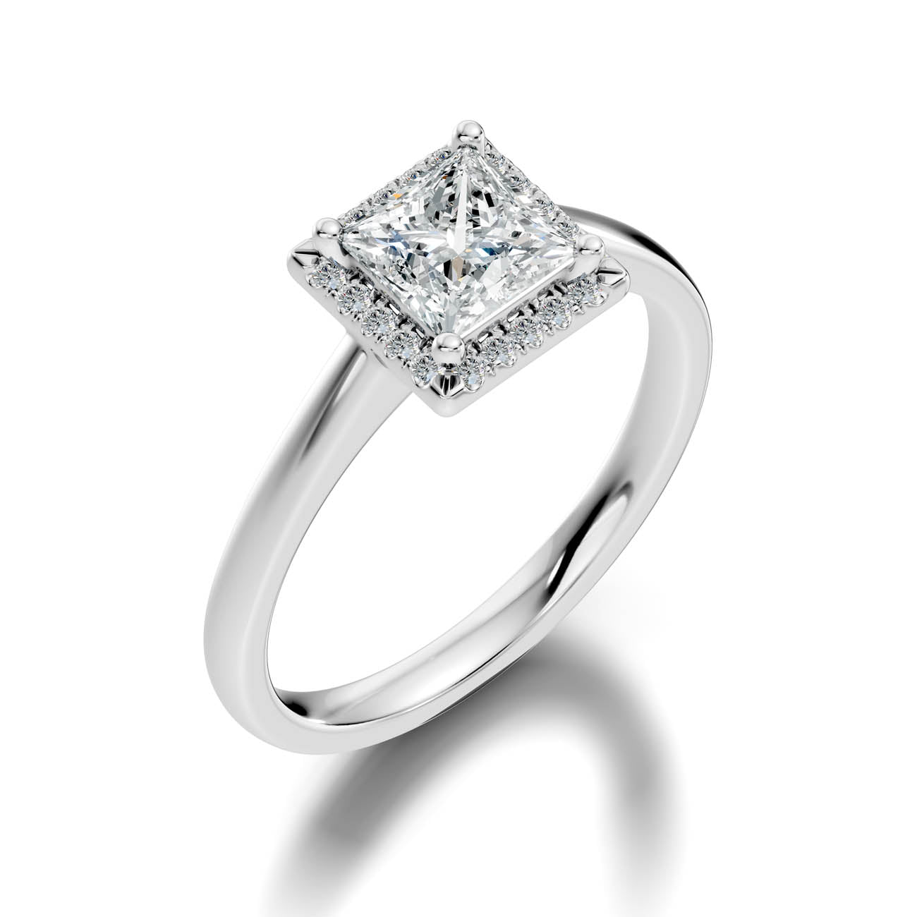 .50-1.00 Ct. Princess Cut Diamond Halo Ring with Four-Prong Setting (ja1-b copy) 13