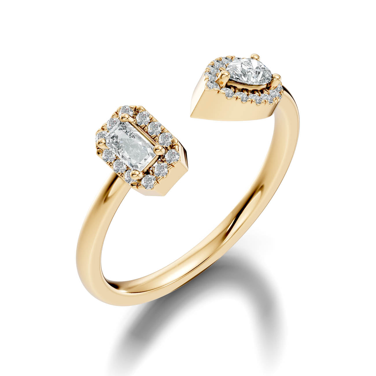 .35 Ct. Open Halo Diamond Bypass Ring with Dual Bezel Accents (ja9-a copy)