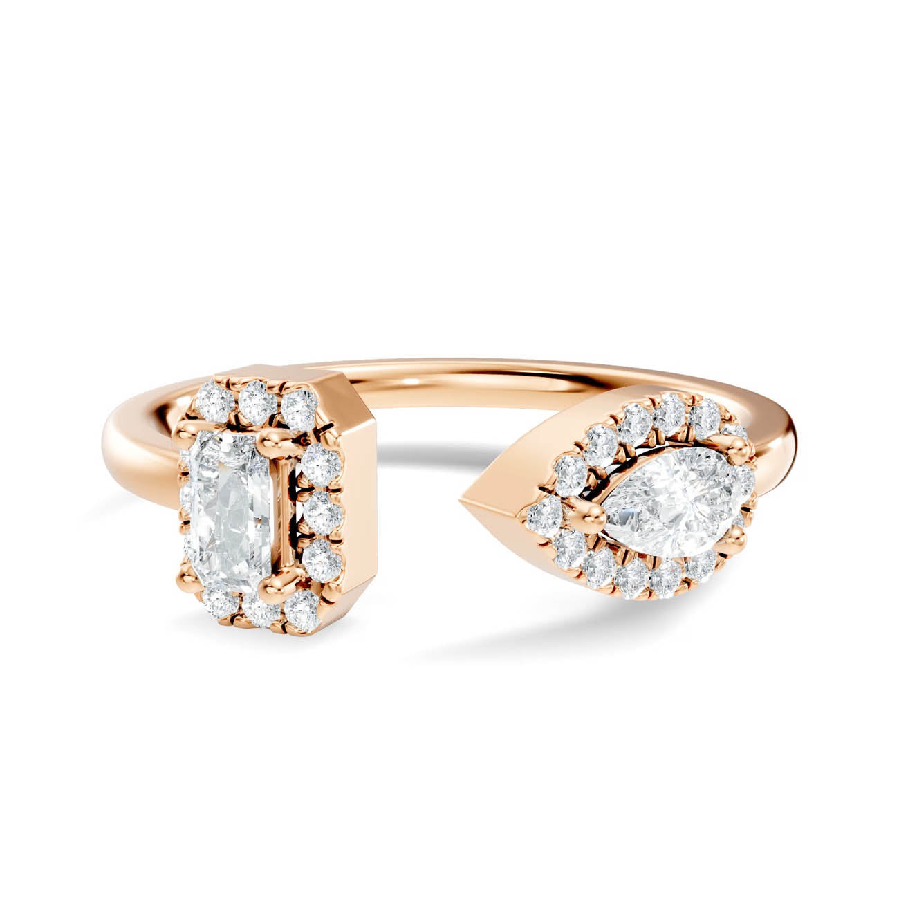 .35 Ct. Open Halo Diamond Bypass Ring with Dual Bezel Accents (ja9-a copy) 10