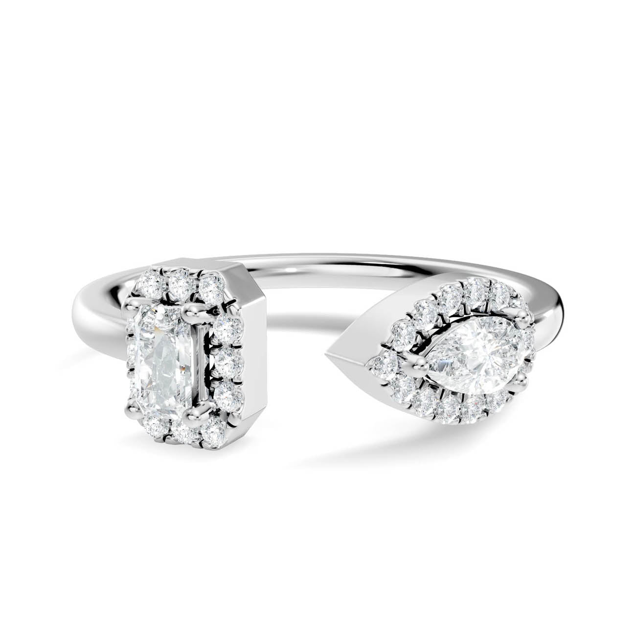 .35 Ct. Open Halo Diamond Bypass Ring with Dual Bezel Accents (ja9-a copy) 6